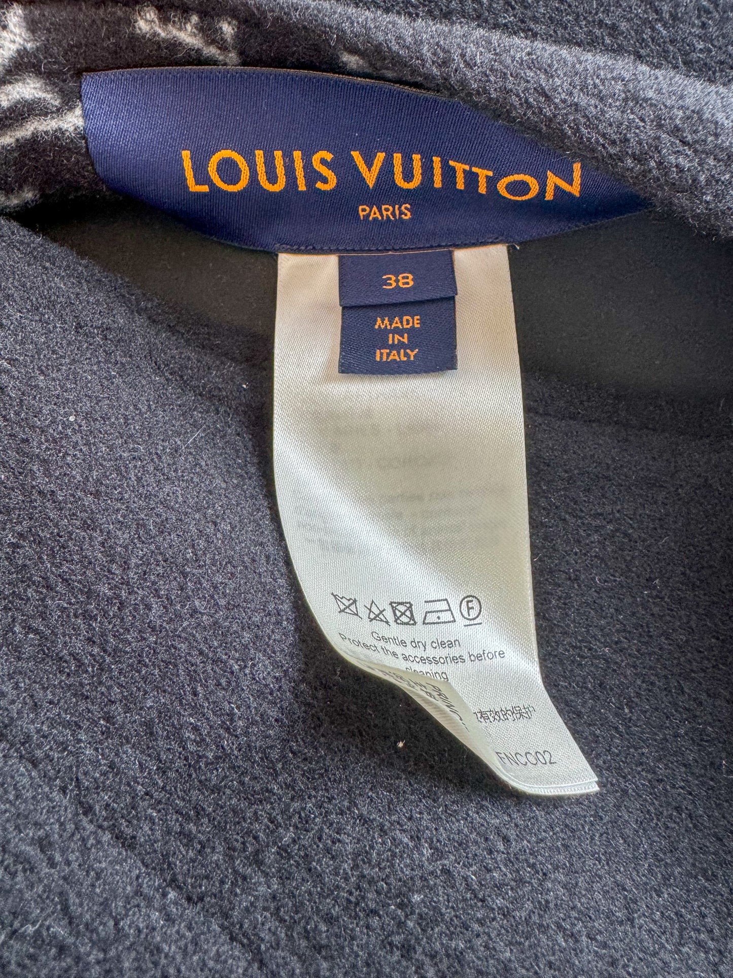 Louis Vuitton Black & Grey Monogram Reversible Wool Peacoat