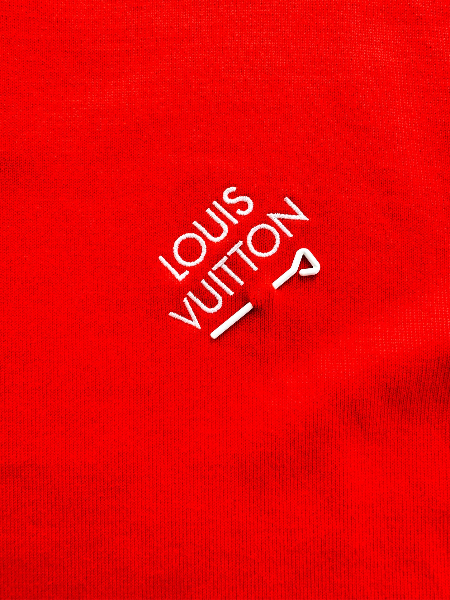 Louis Vuitton Red Pin Logo Embroidered T-Shirt