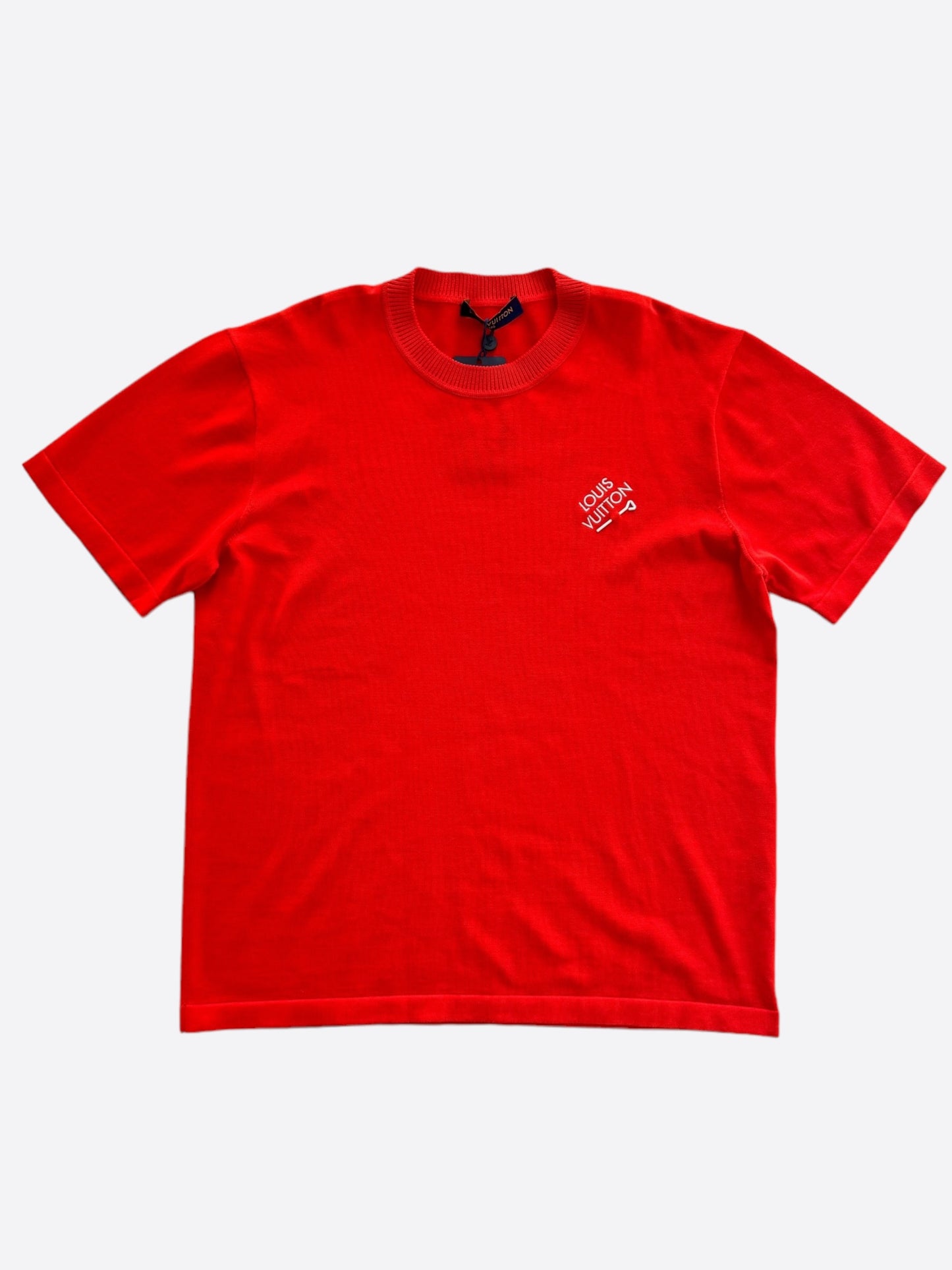Louis Vuitton Red Pin Logo Embroidered T-Shirt