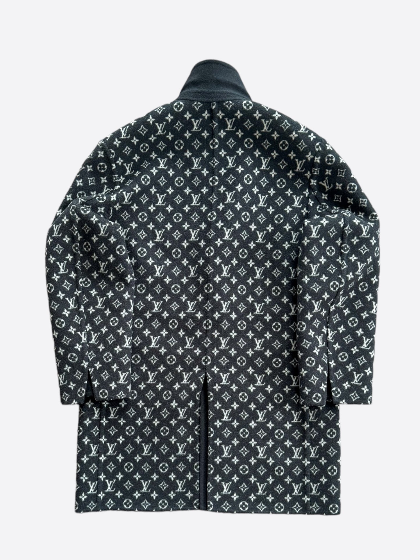Louis Vuitton Black & Grey Monogram Reversible Wool Peacoat