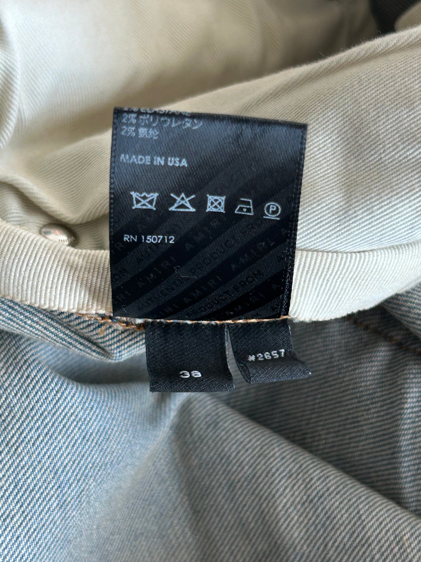 Amiri Clay Indigo Green & Black Plaid Patch MX1 Jeans