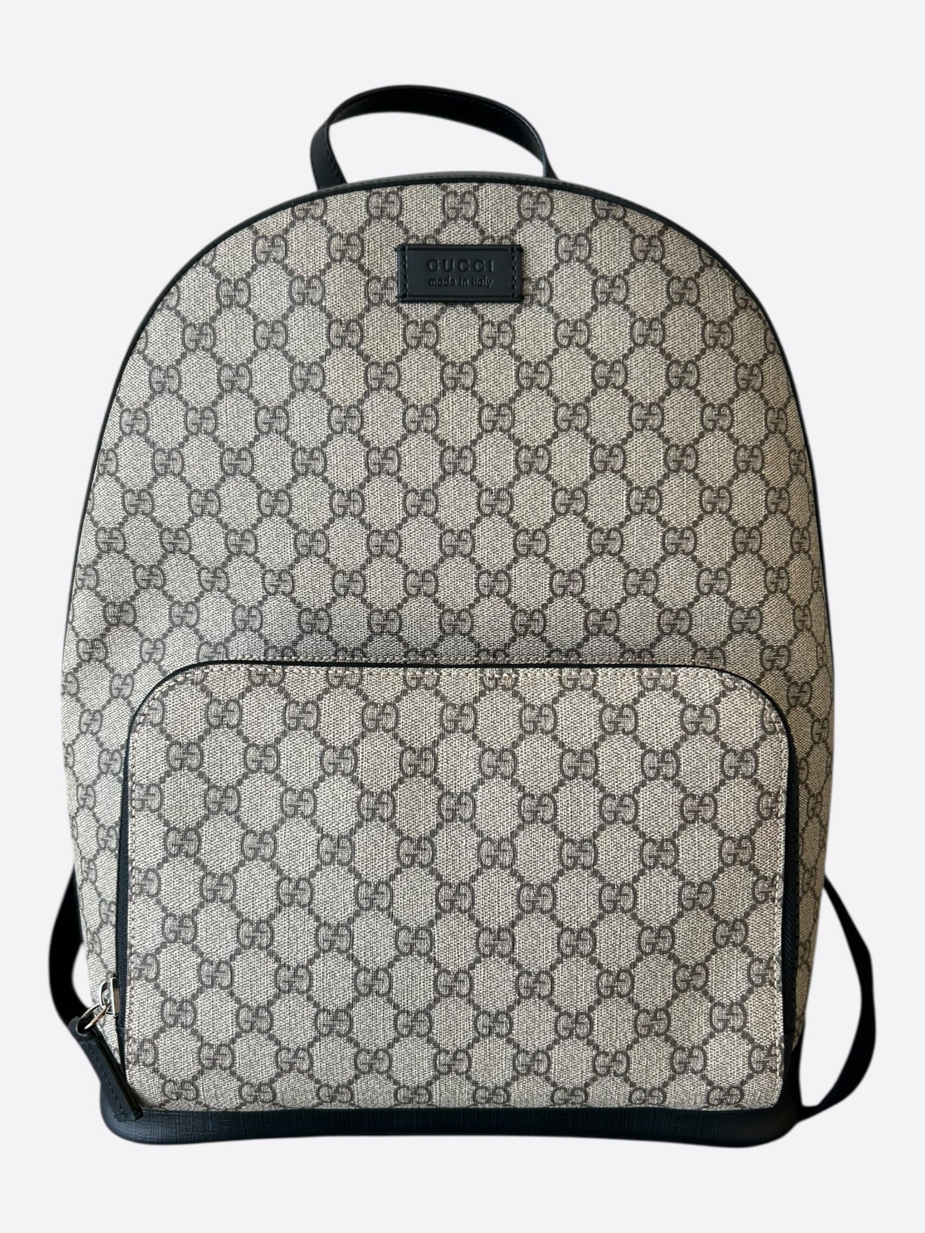 Gucci Black and Beige womans Backpack Gucci GG Supreme Monogram Textured Dollar Calfskin Web Small  main image 2