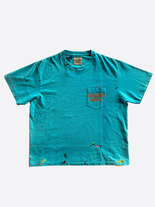 Gallery Dept Turquoise Paint Splatter Logo T-Shirt