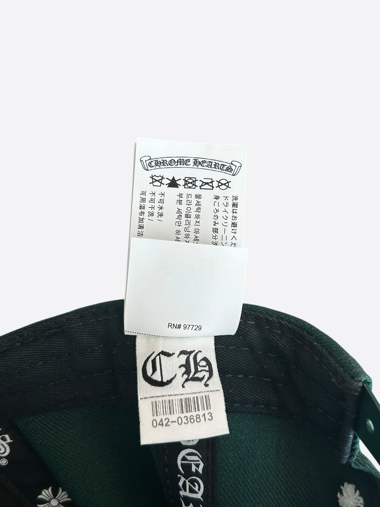 Chrome Hearts Green & White CH Logo Hat