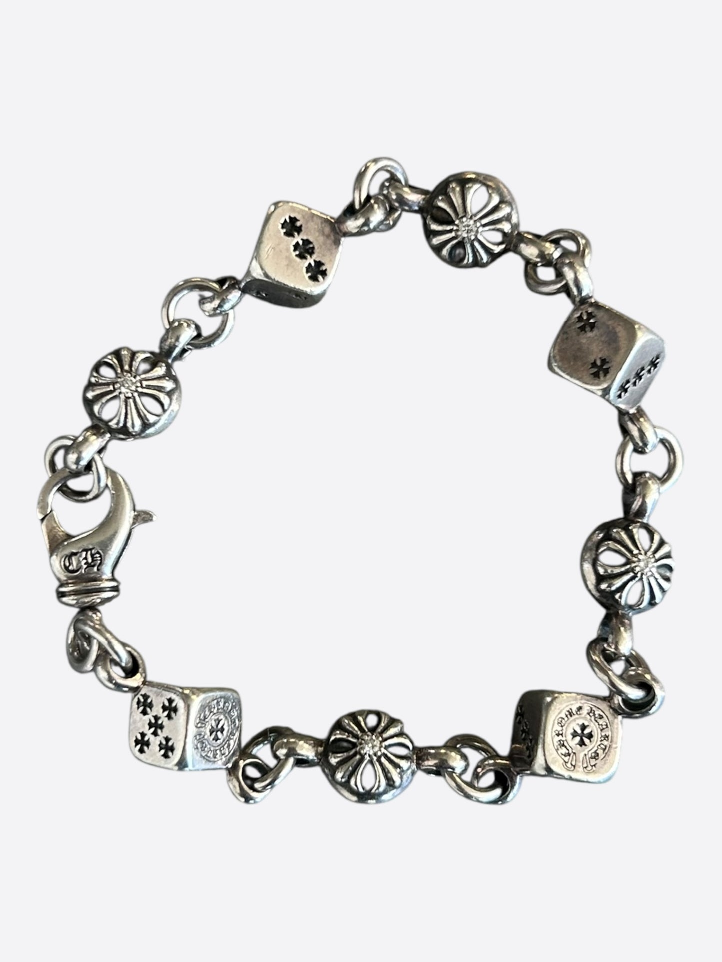 Chrome Hearts Silver & Diamond Dice Bracelet