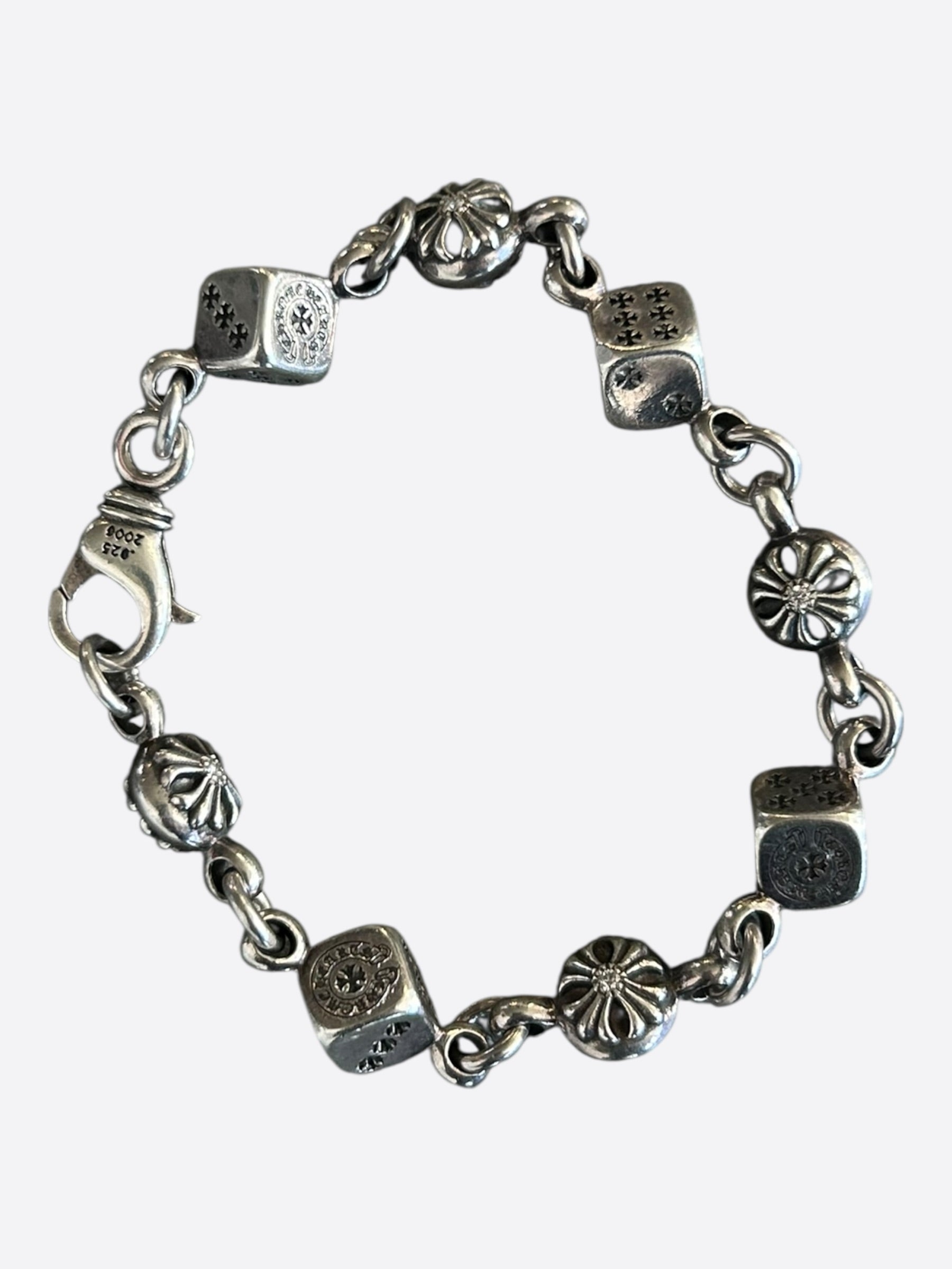 Chrome Hearts Silver & Diamond Dice Bracelet – Savonches