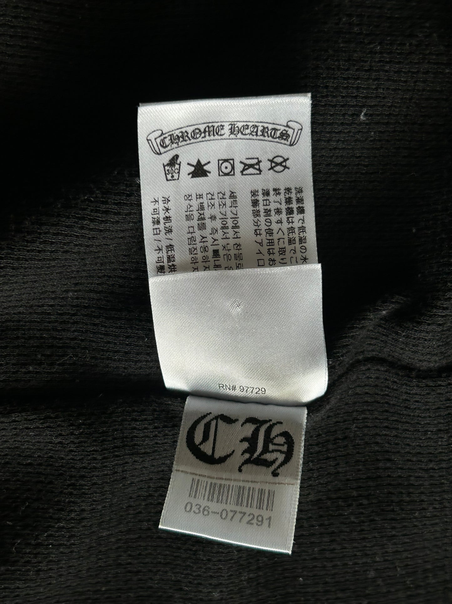 Chrome Hearts Black & White T-Bar Logo Thermal Zip Up Hoodie