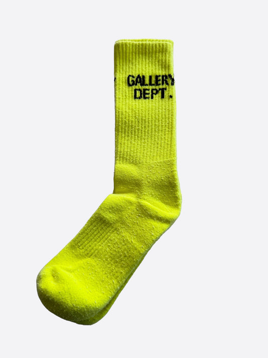 Gallery Dept Lime & Black Logo Socks
