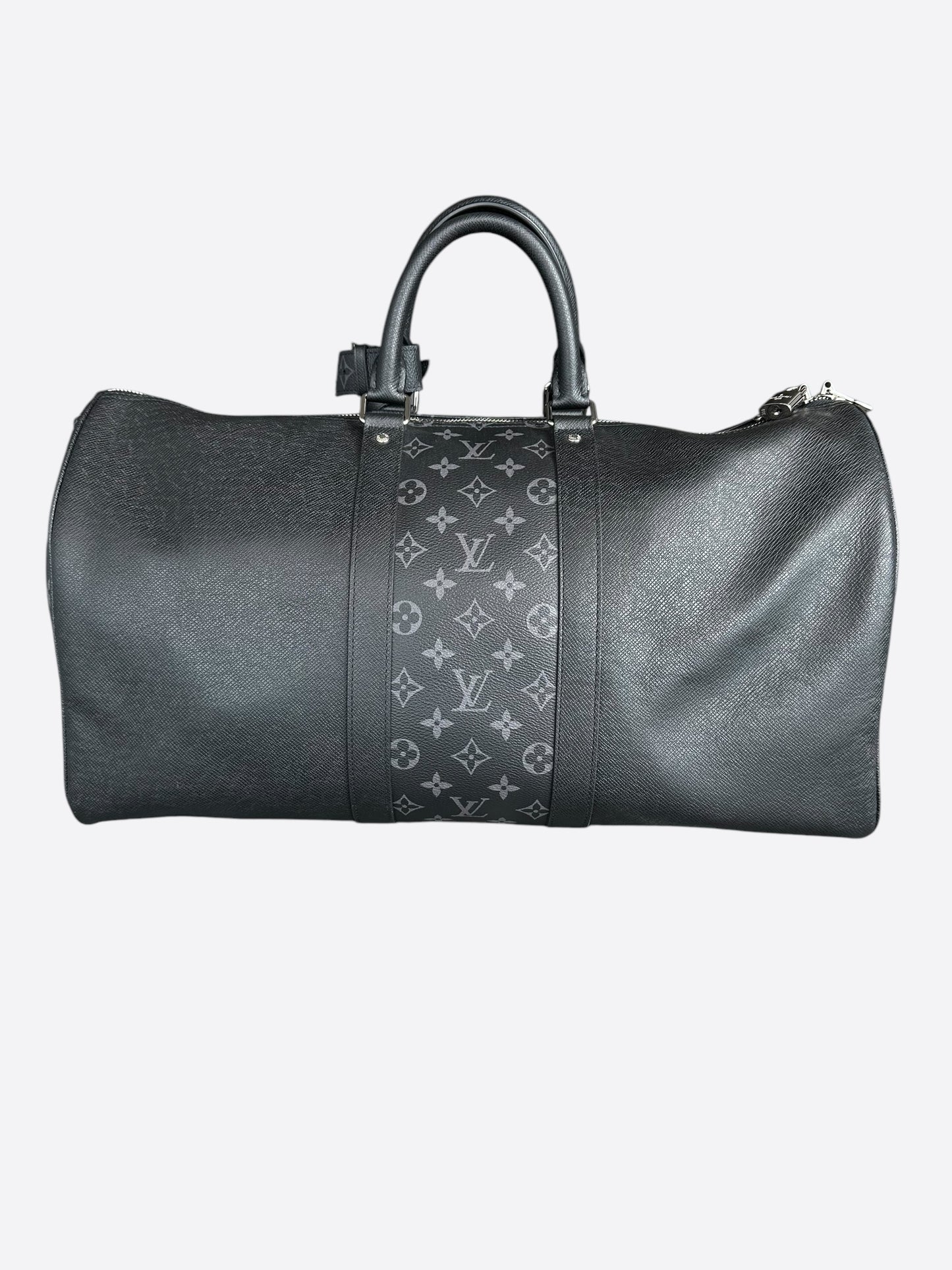 Louis Vuitton Black Taigarama Monogram Keepall 50