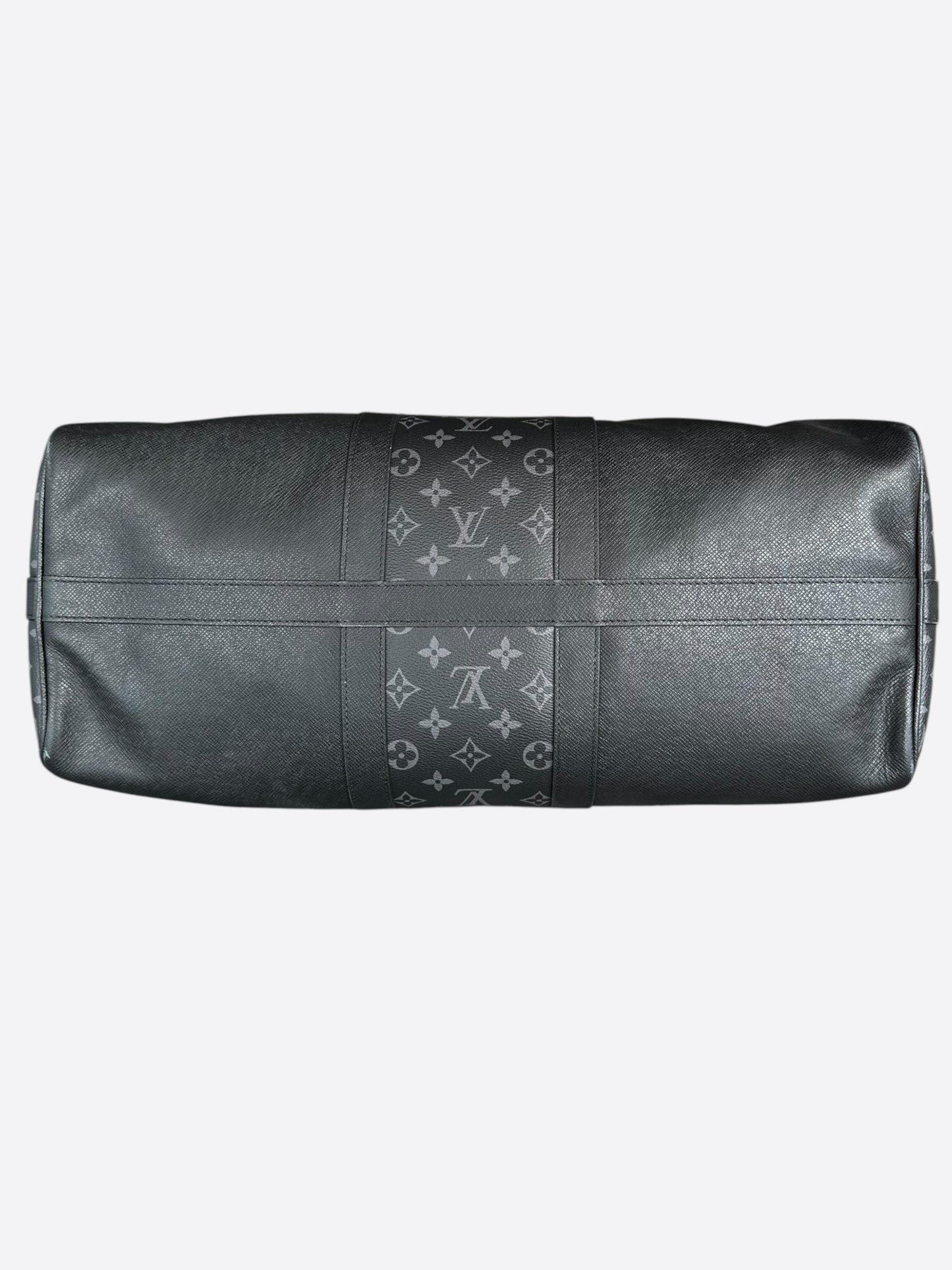 Louis Vuitton Black Taigarama Monogram Keepall 50