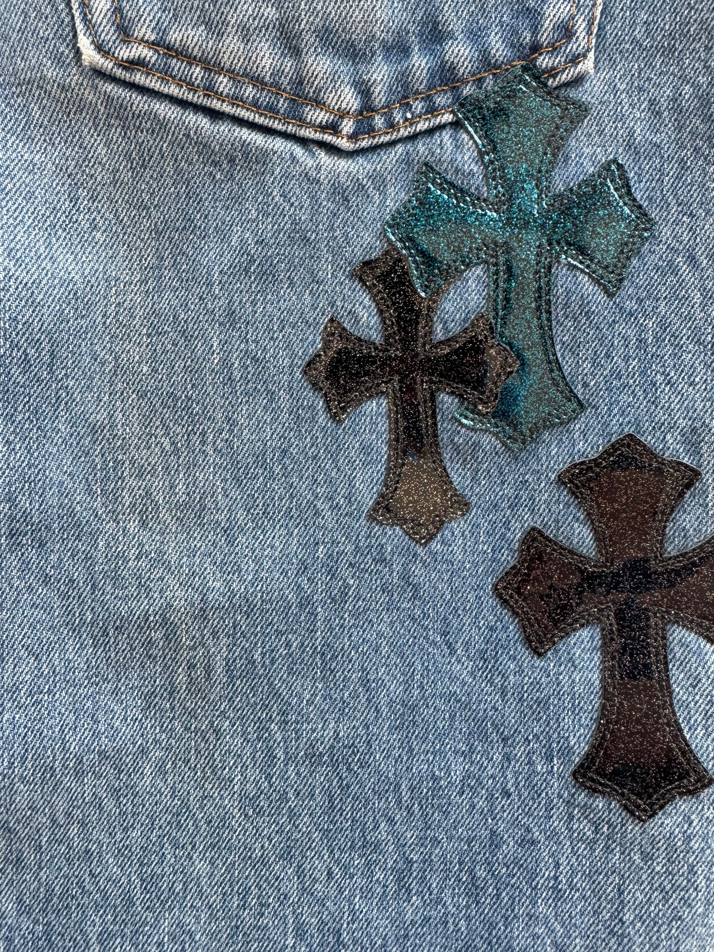 Chrome Hearts Levis St Barth Blue Galaxy Patch Jeans