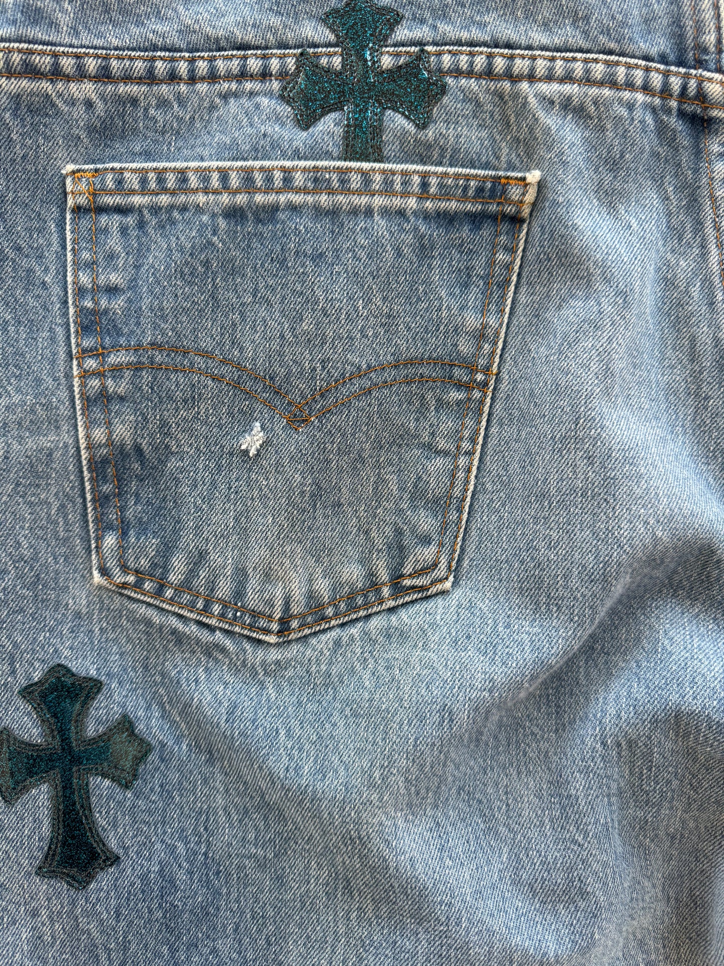 Chrome Hearts Levis St Barth Blue Galaxy Patch Jeans