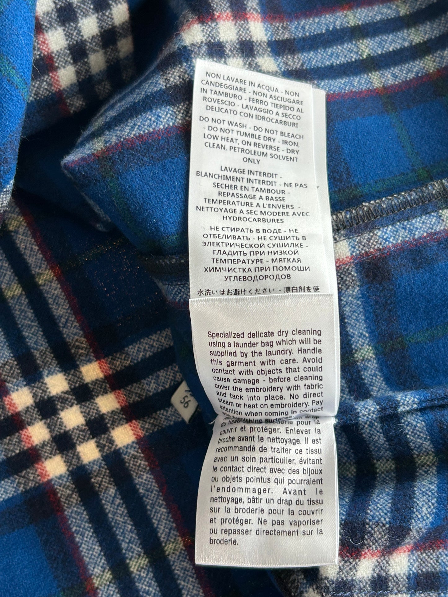 Gucci Blue & White Plaid Embroidered Button Up Shirt