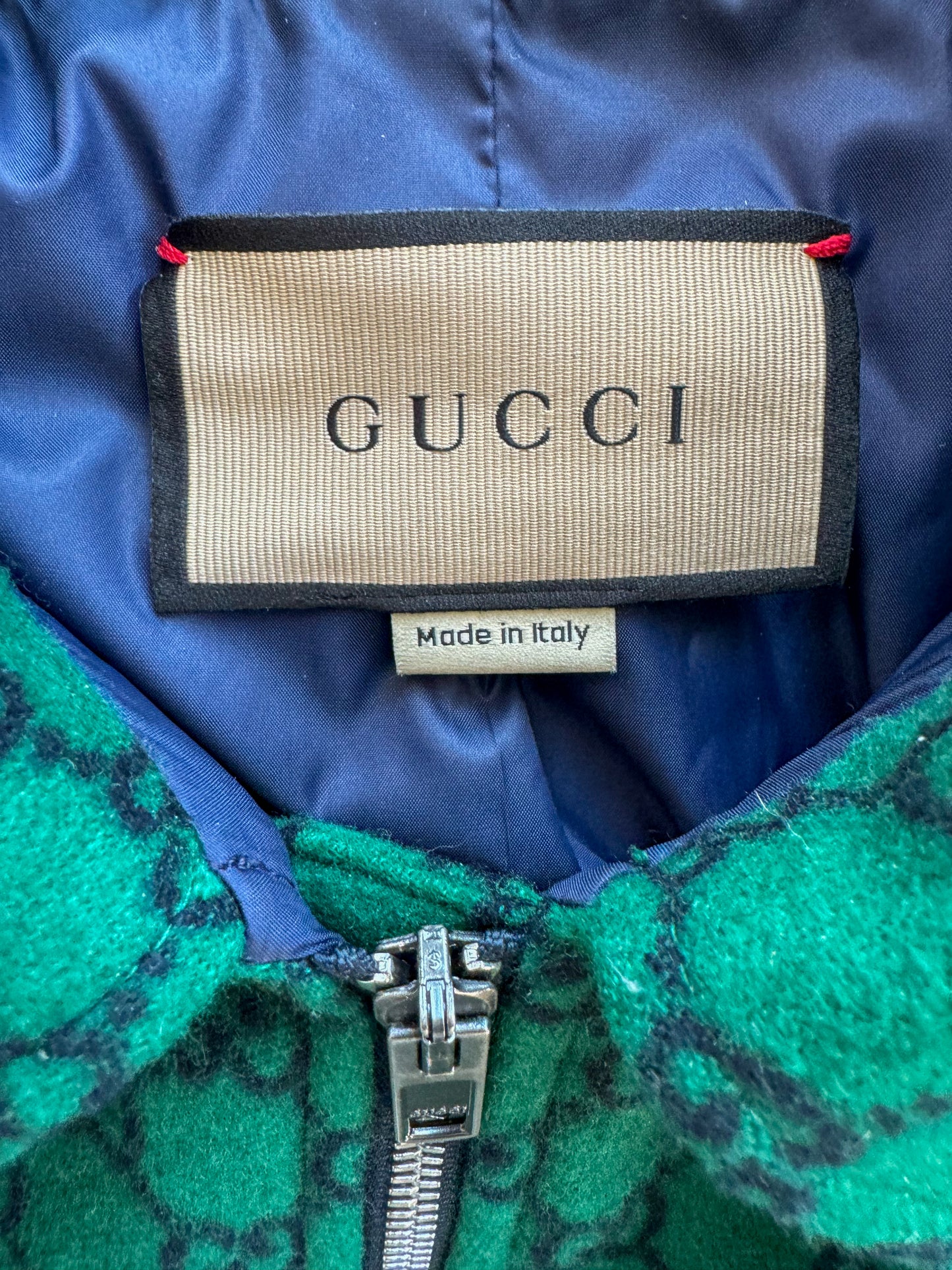 Gucci Green GG Monogram Wool Coat