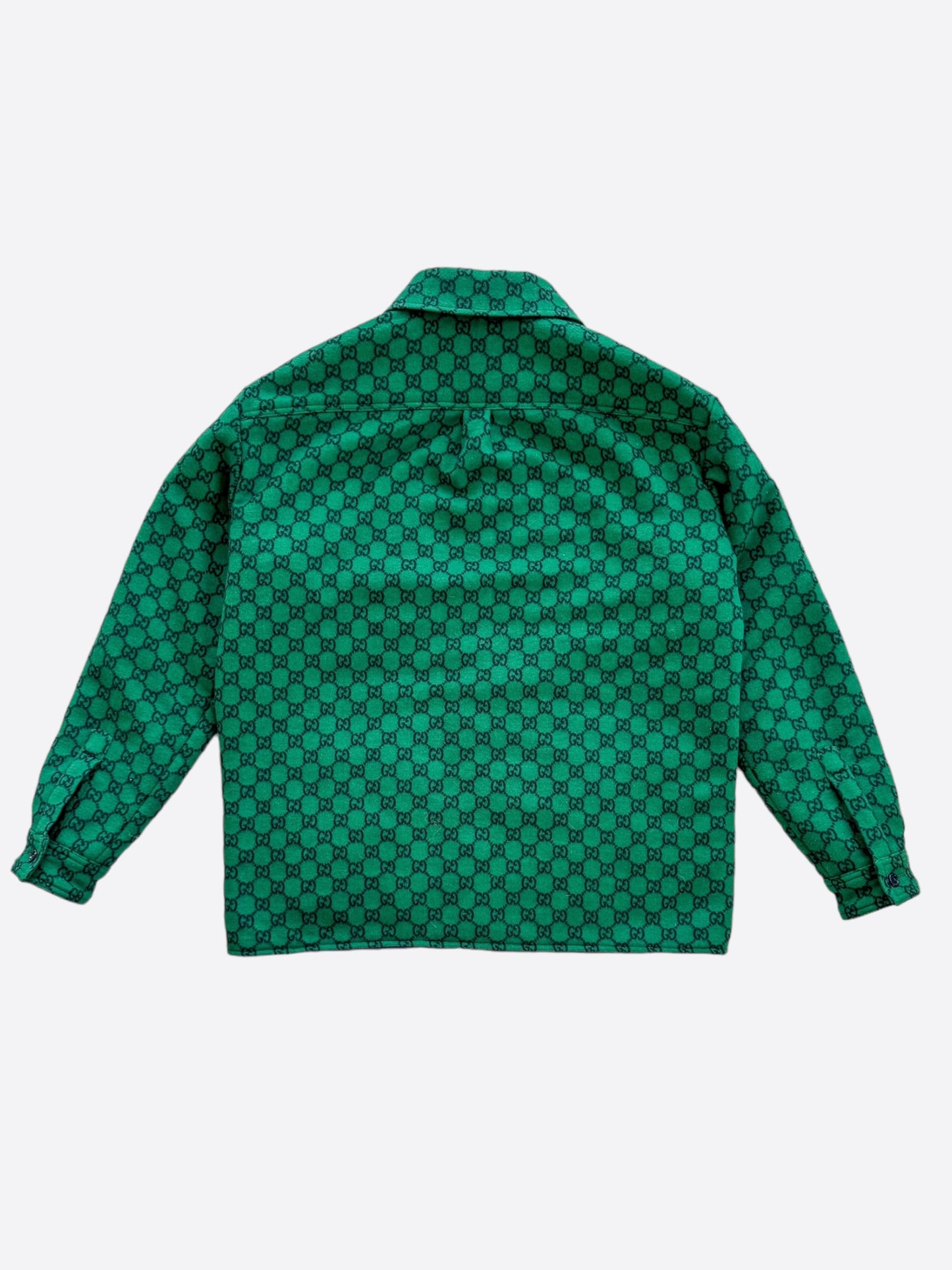 Gucci Green GG Monogram Wool Coat