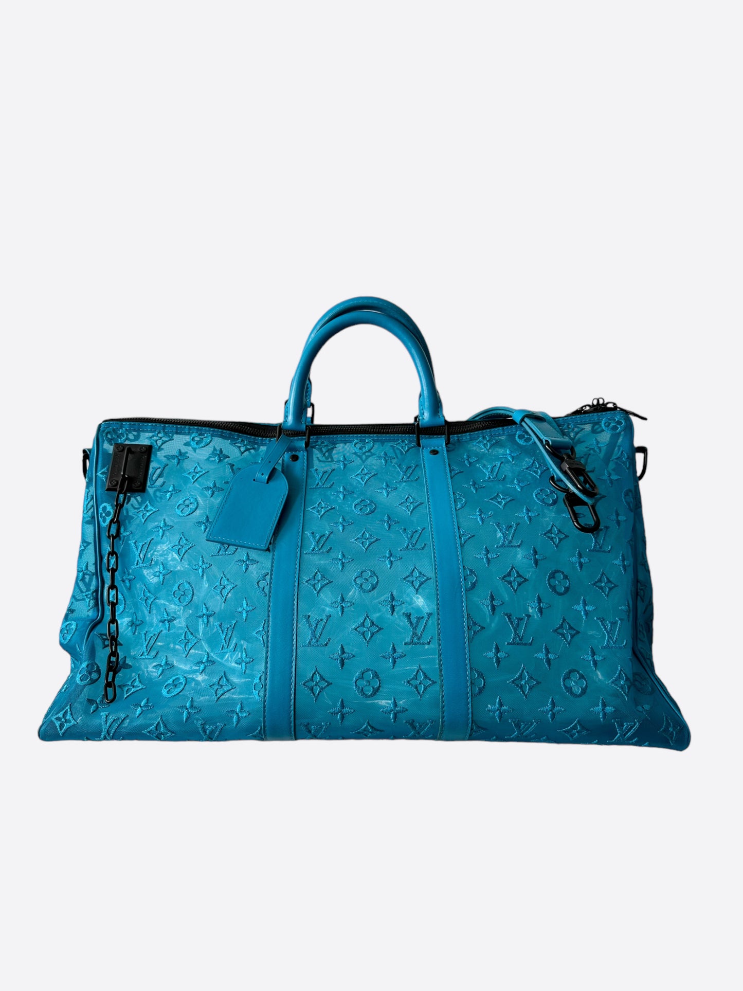 Louis Vuitton Blue Mesh Monogram Triangle Keepall 50