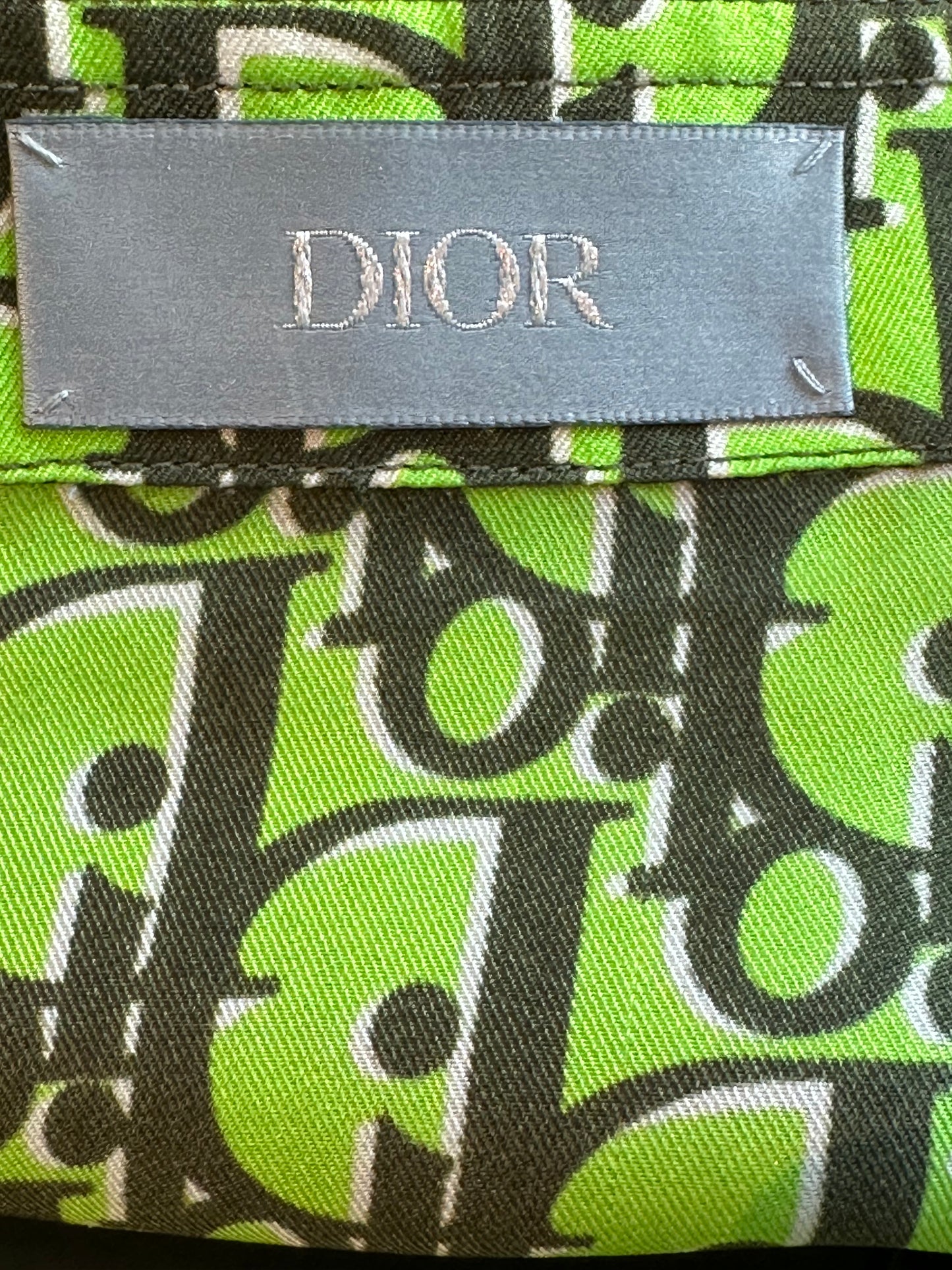 Dior Green & Black Oblique Silk Button Up Shirt