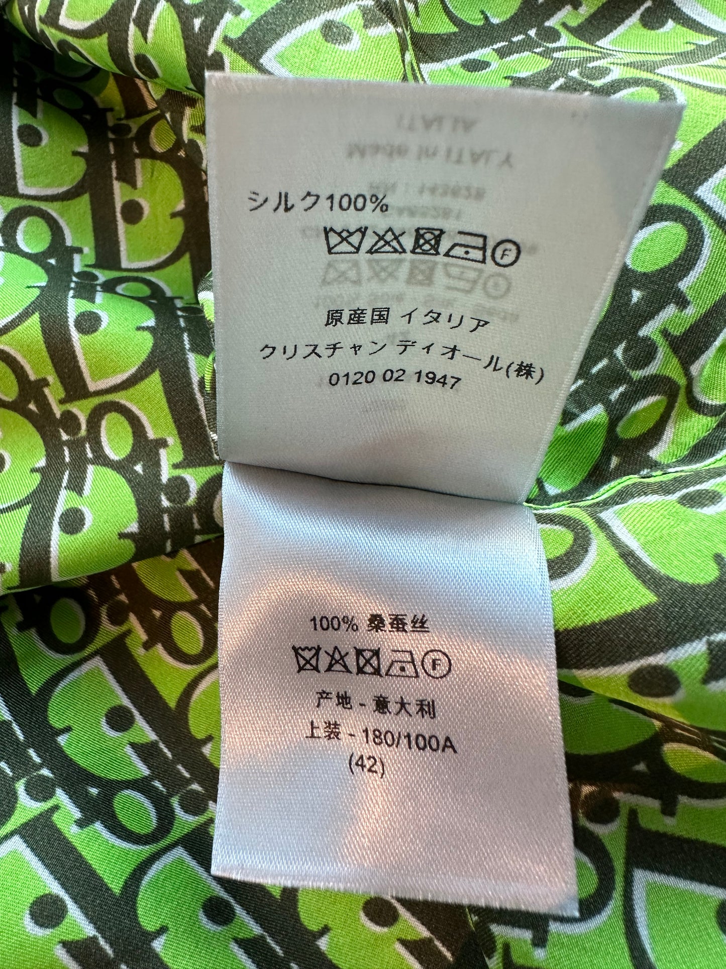 Dior Green & Black Oblique Silk Button Up Shirt