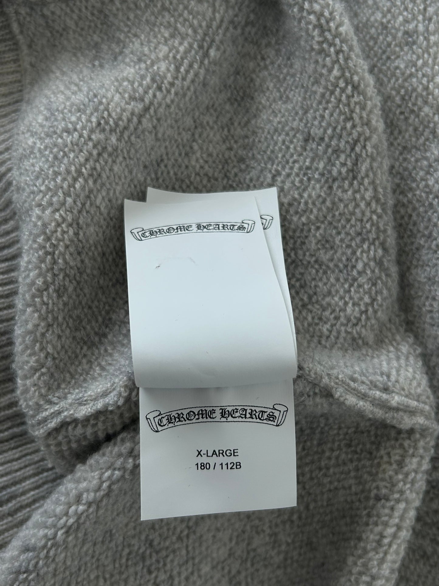 Chrome Hearts Grey & Black Embroidered Cashmere Zip Up Hoodie