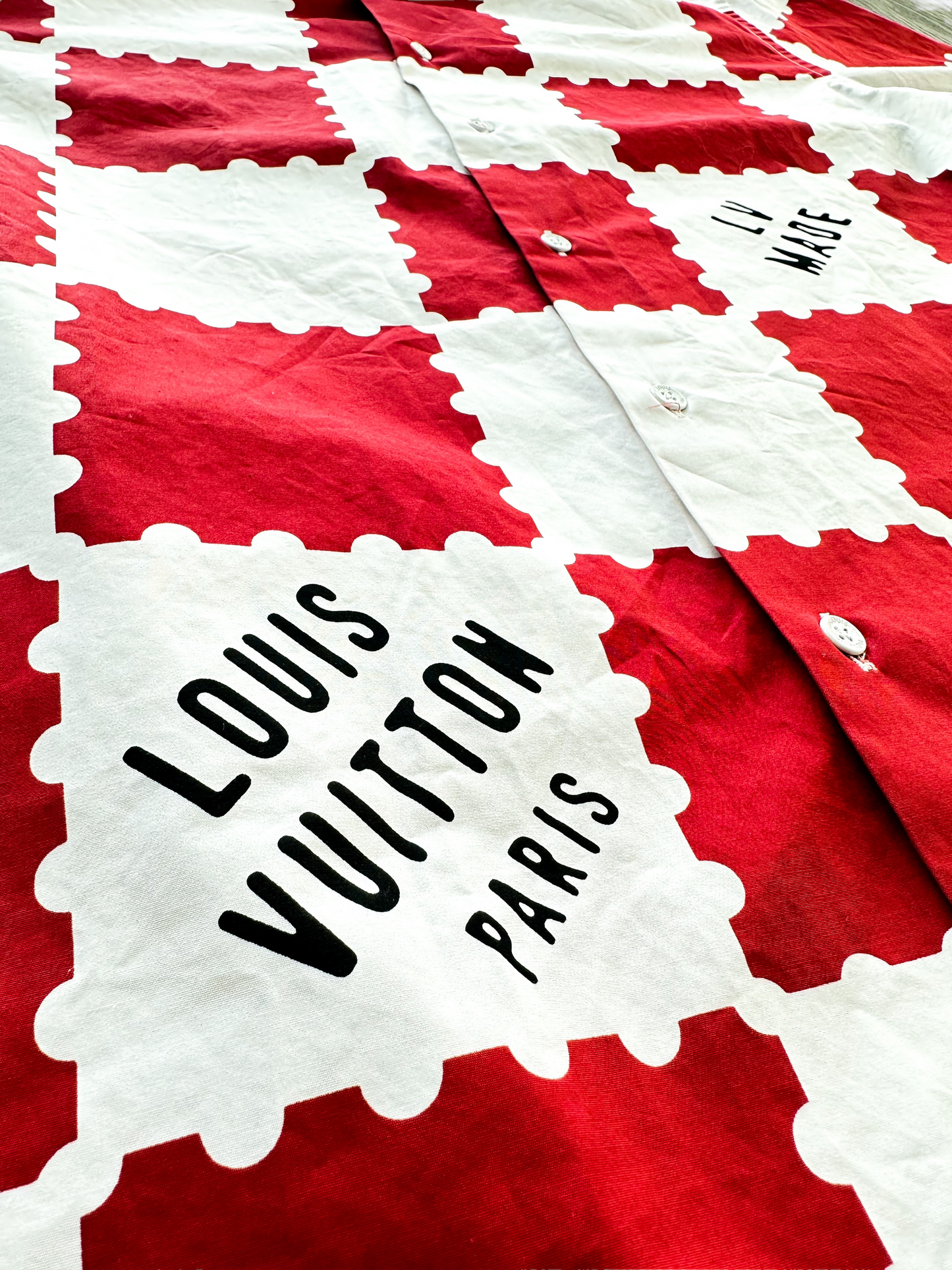 Louis Vuitton Nigo Red & White Checkered Button Up Shirt