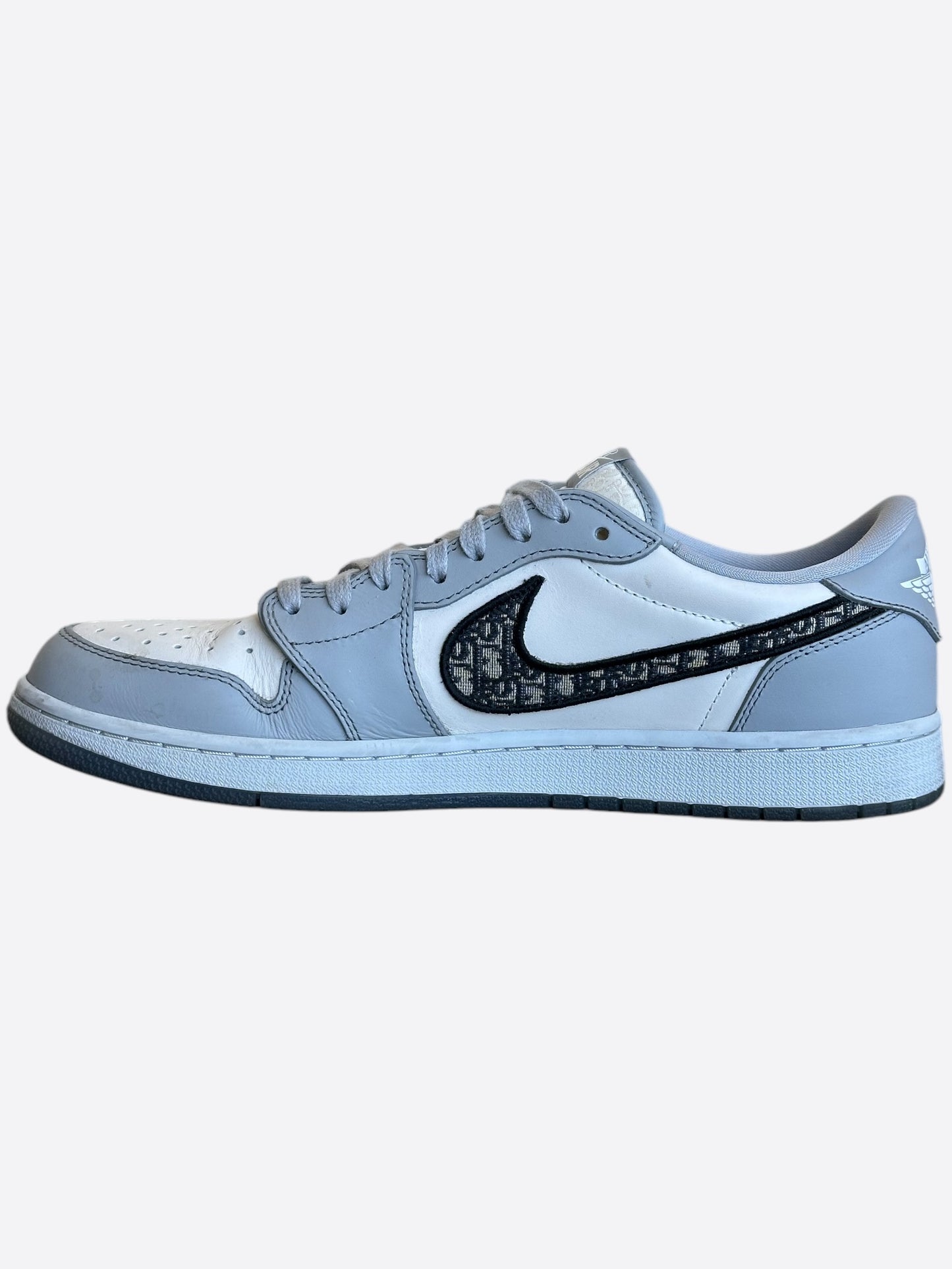 Dior Air Jordan Grey & White Oblique Low Top Sneakers