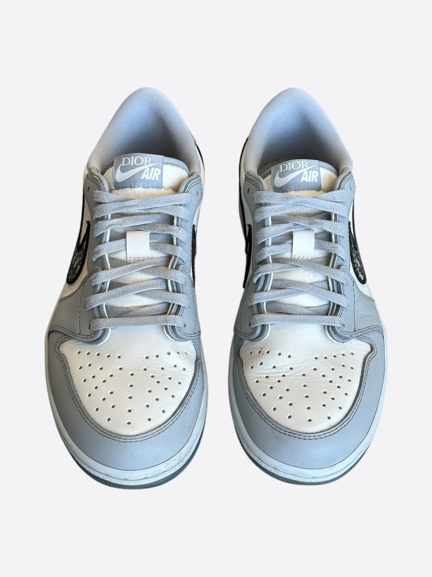 Dior Air Jordan Grey & White Oblique Low Top Sneakers