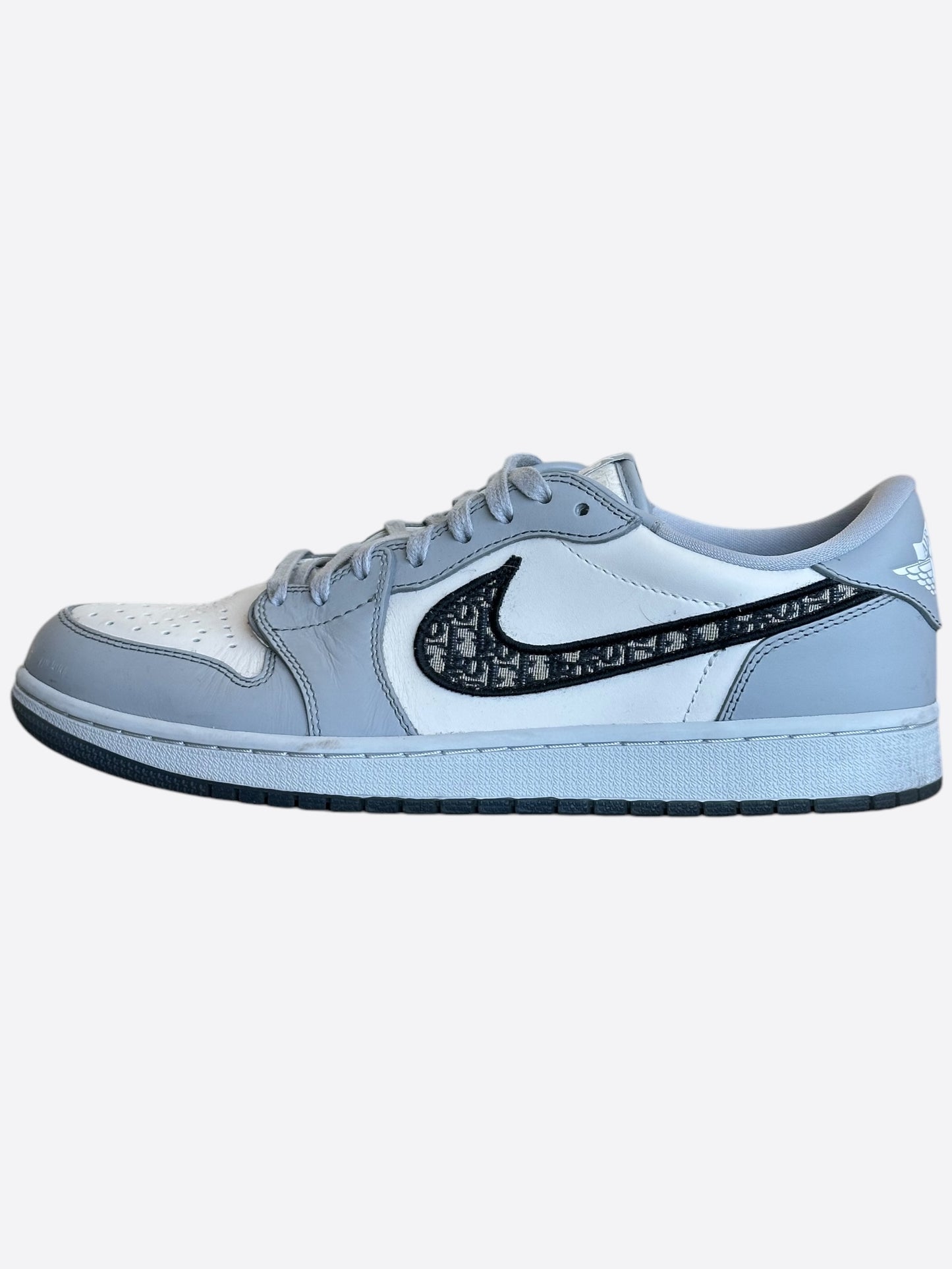 Dior Air Jordan Grey & White Oblique Low Top Sneakers