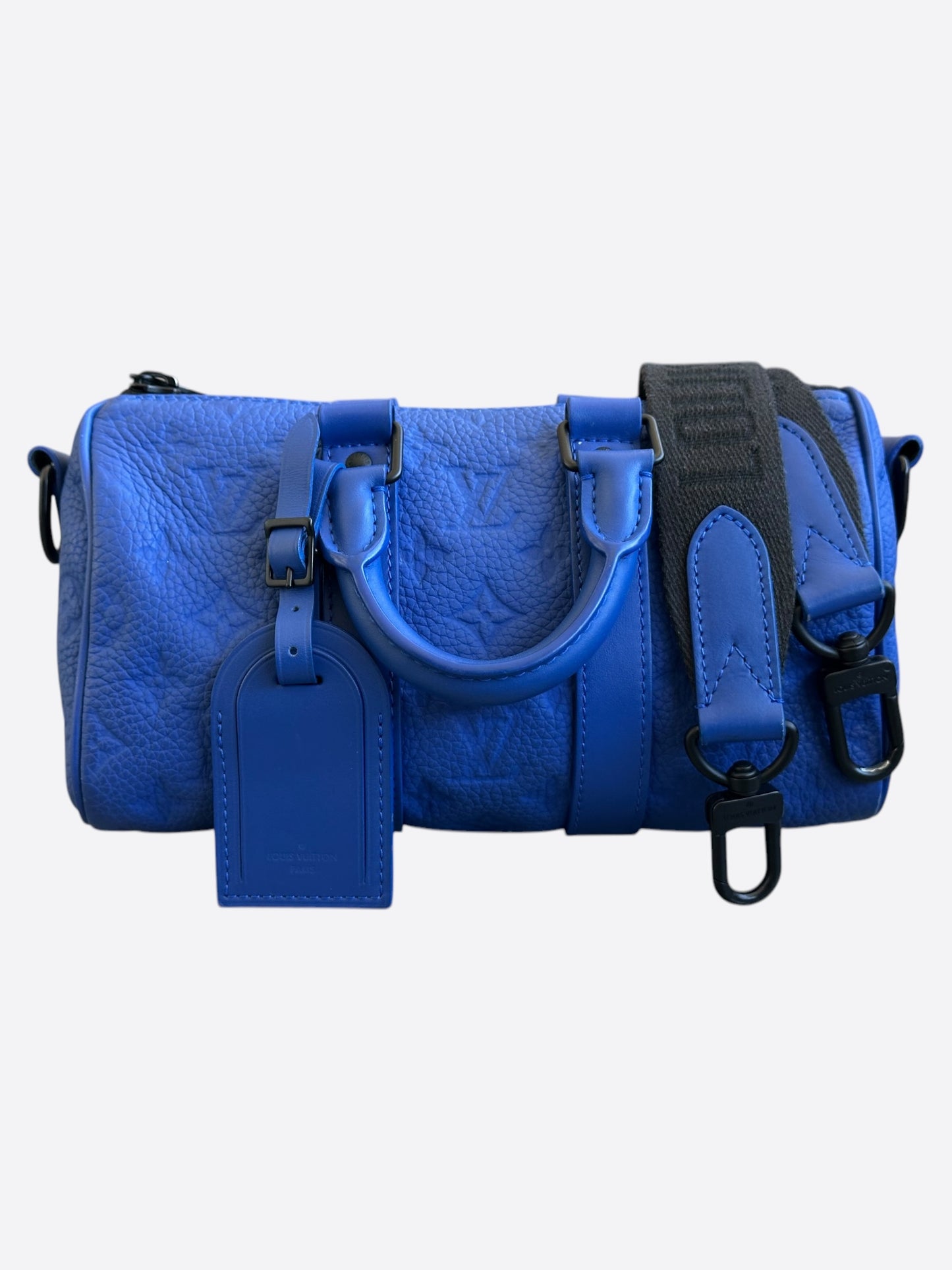 Louis Vuitton Blue Taurillon Monogram Keepall 25