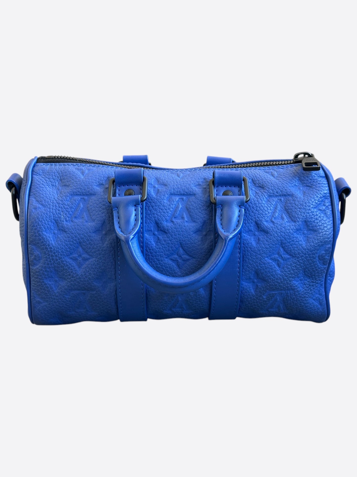Louis Vuitton Blue Taurillon Monogram Keepall 25