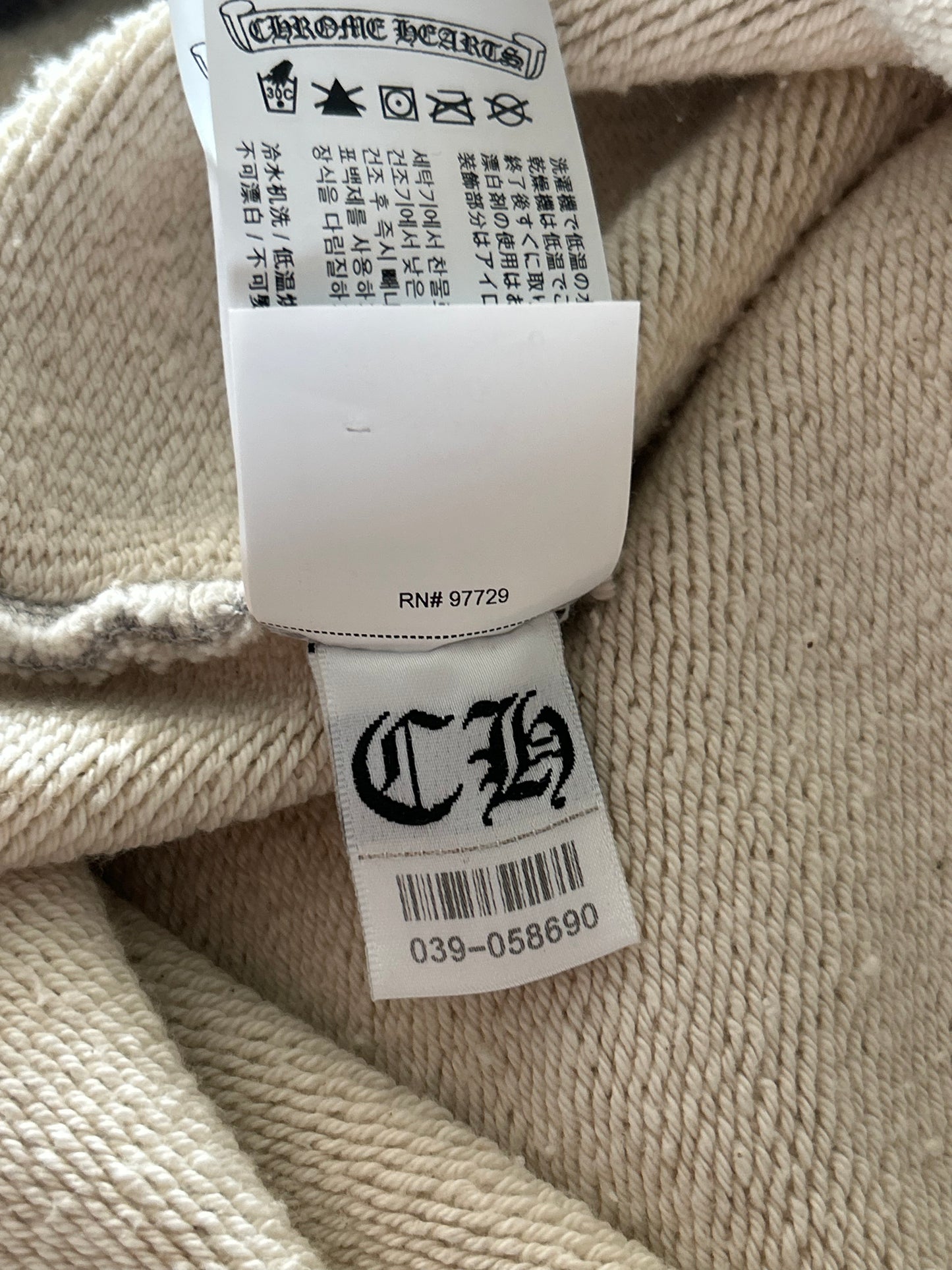 Chrome Hearts Grey & Black Triple Cross CH Logo Embroidered Hoodie