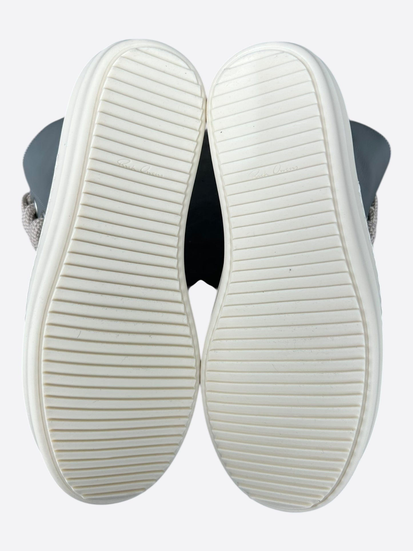 Rick Owens Grey & White Leather Jumbo Lace High Top Sneakers