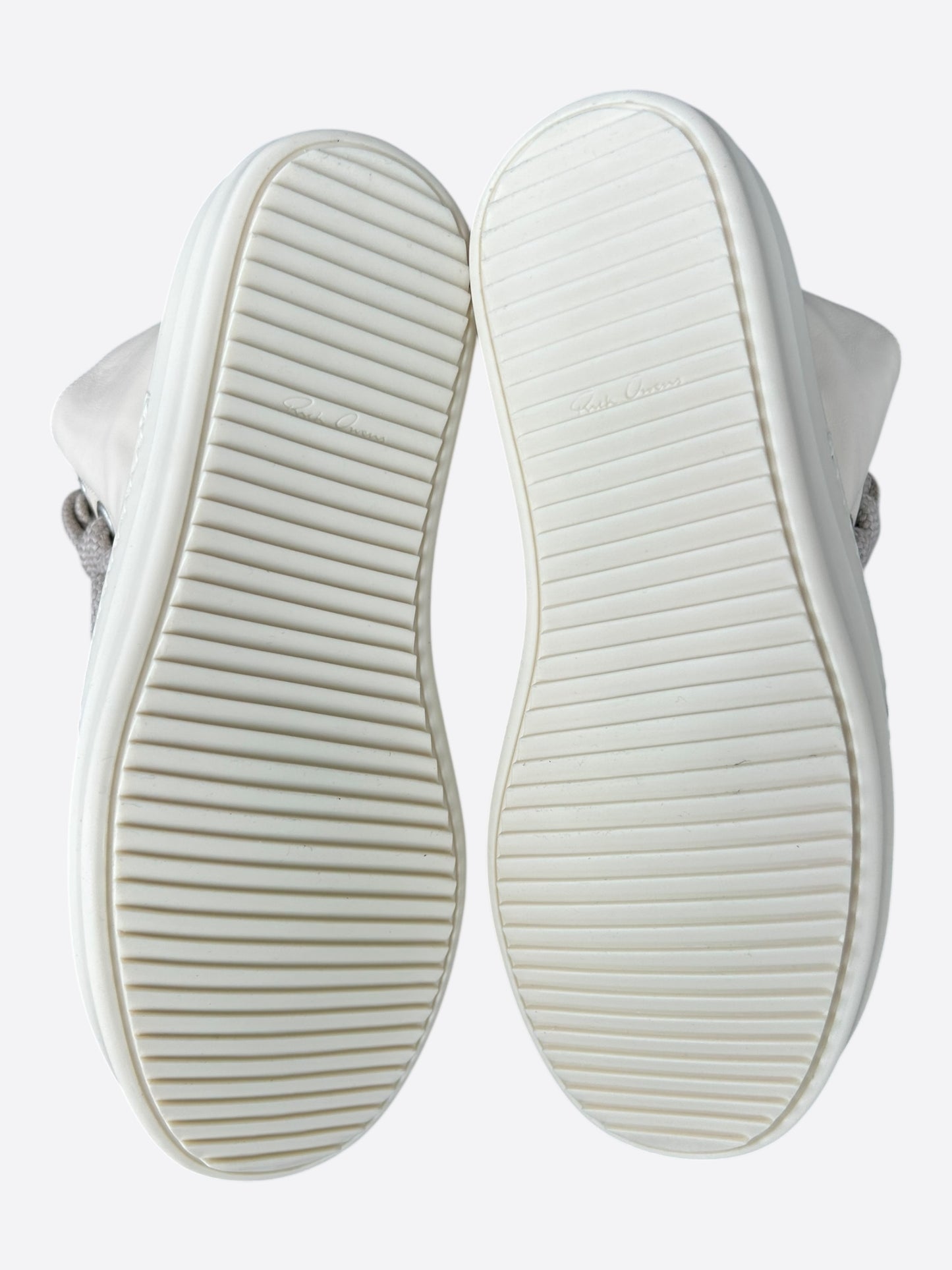 Rick Owens White Leather Jumbo Lace High Top Sneakers