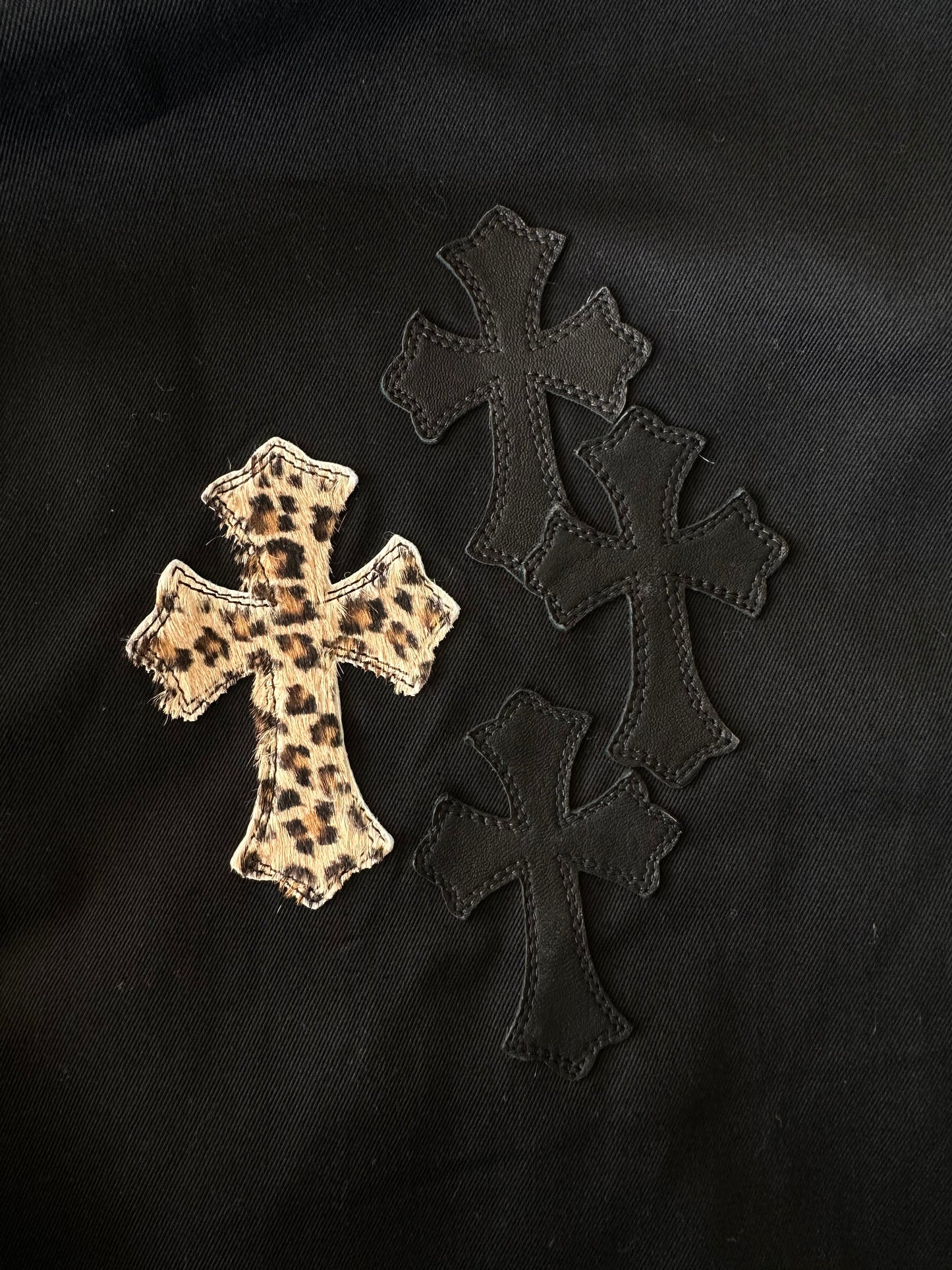 Chrome Hearts Black & Cheetah Cross Patch Work Dog Jacket