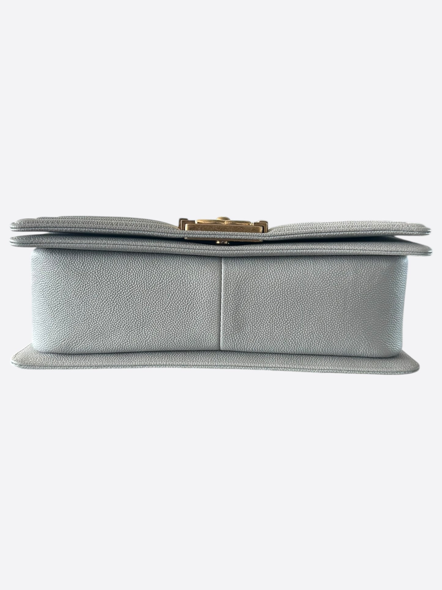 Chanel Quilted Light Grey Caviar Medium Boy Bag