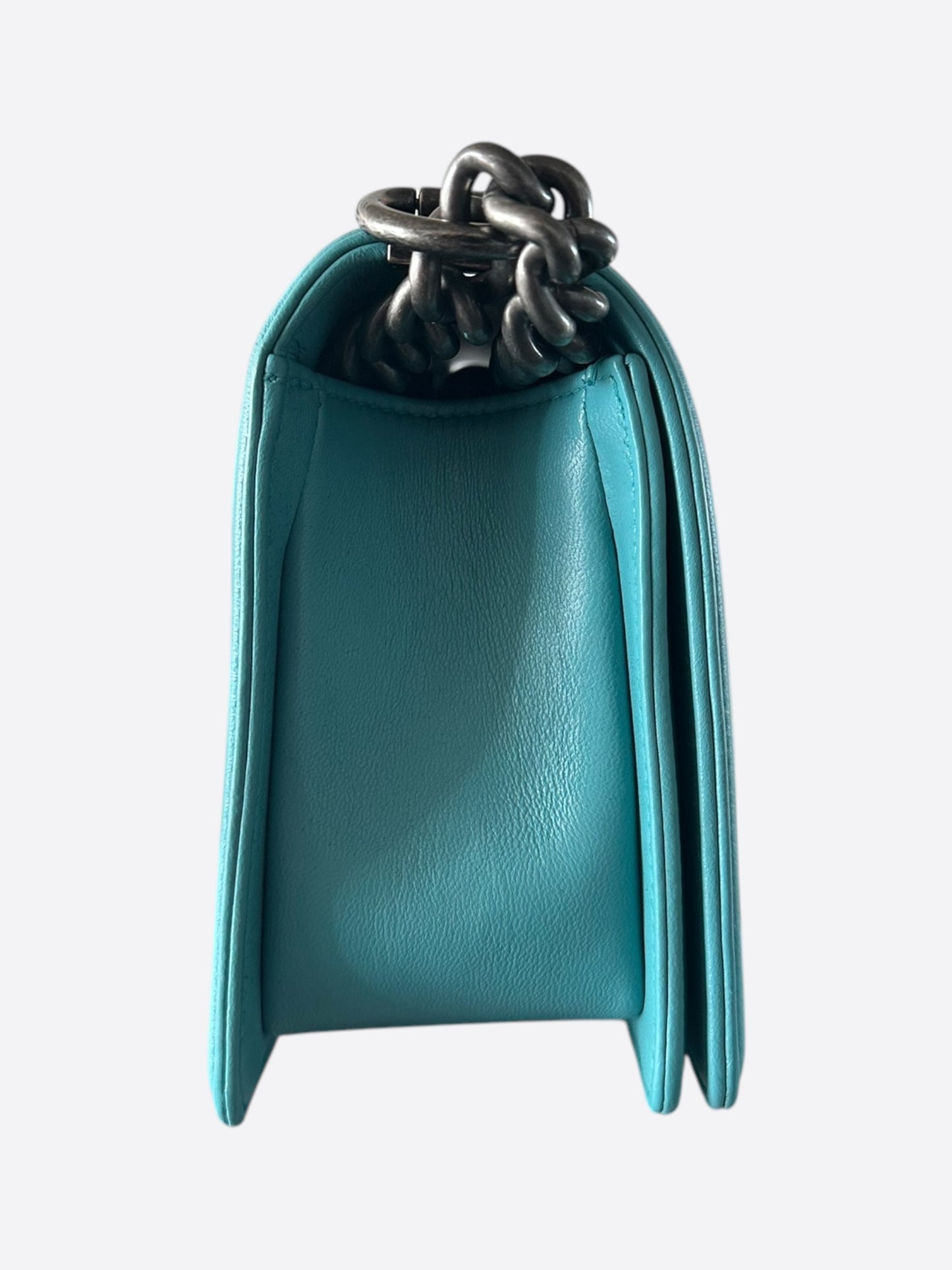 Chanel Cyan Blue Lambskin Quilted Medium Boy Bag