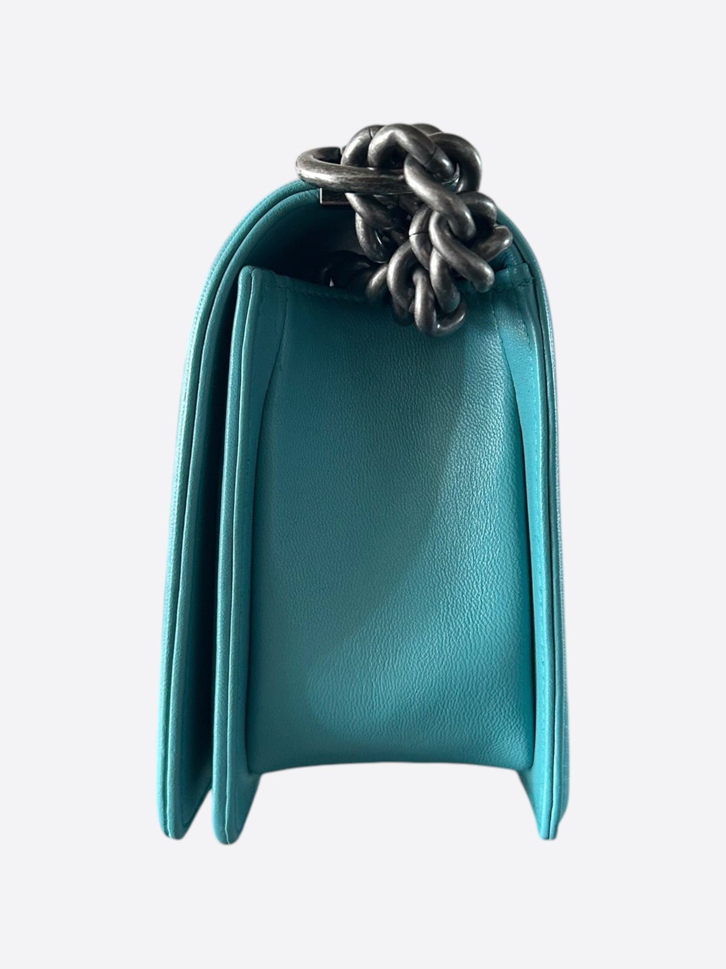 Chanel Cyan Blue Lambskin Quilted Medium Boy Bag