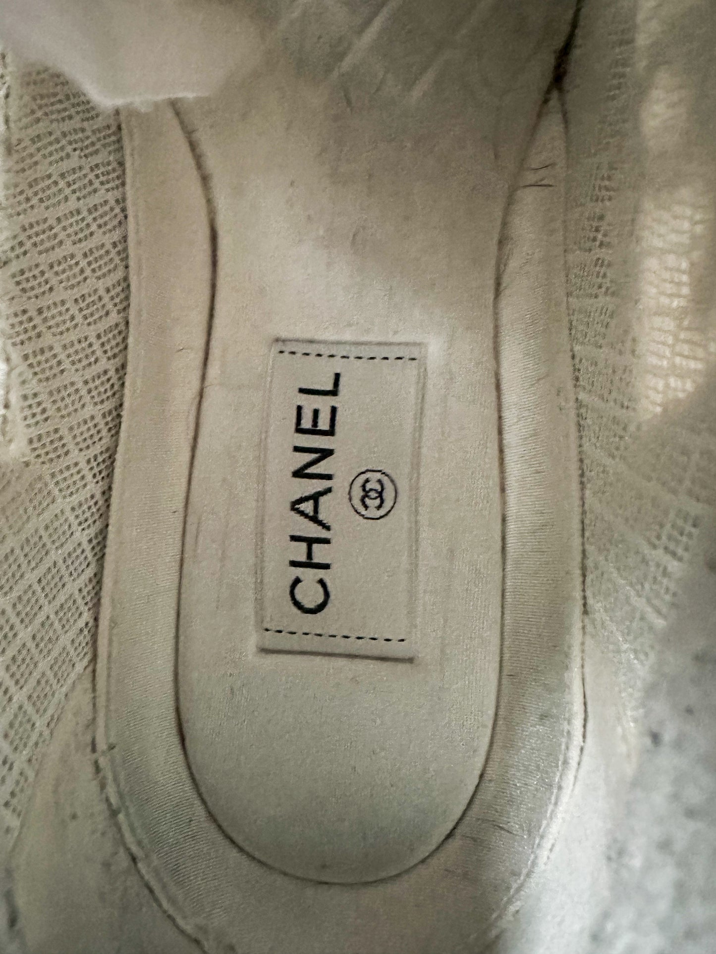Chanel Grey & White CC Mesh Trainers