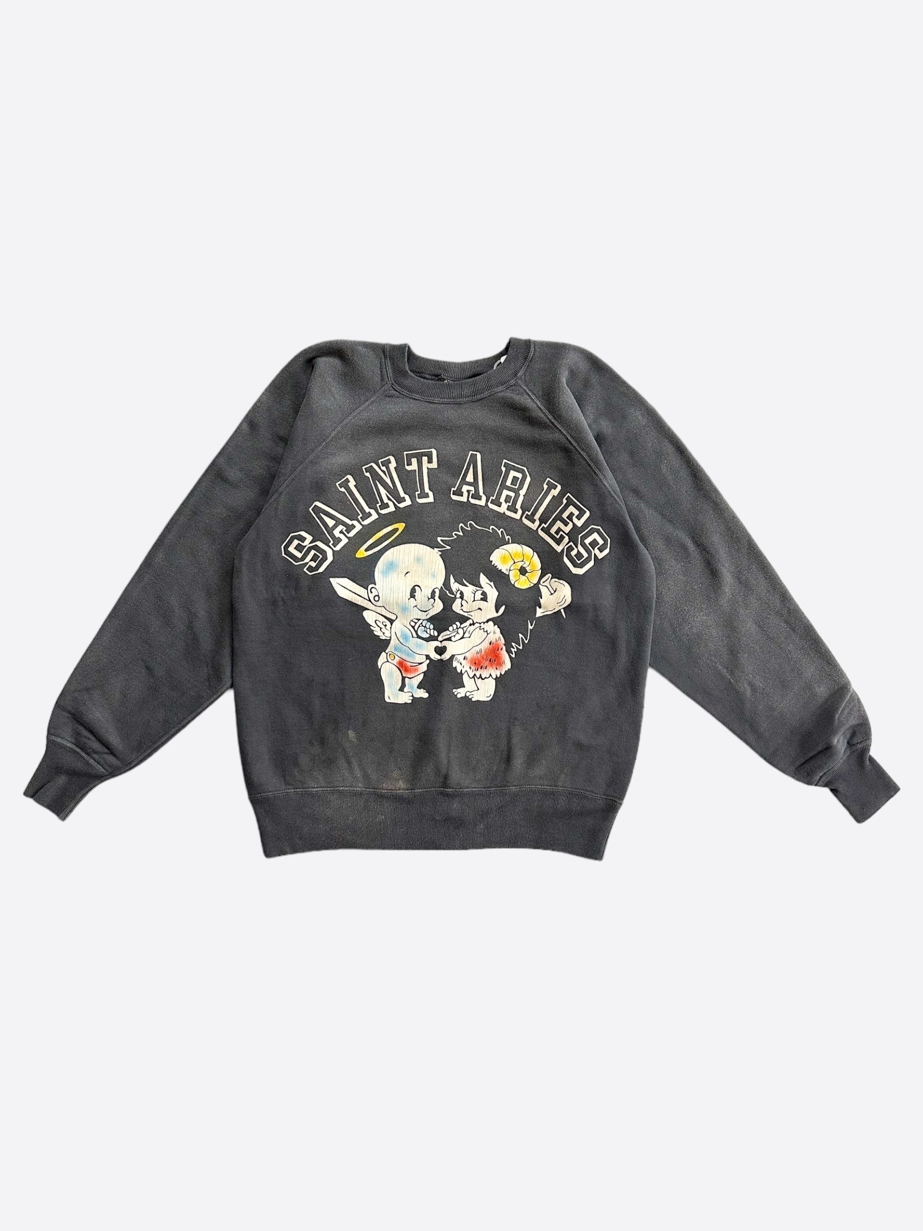 Saint Michael Washed Black Saint Aries Sweatshirt – Savonches