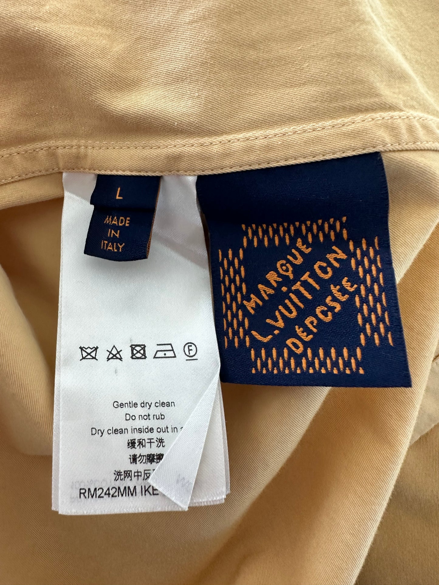 Louis Vuitton Tyler Beige Dog Logo Embroidered Button Up Shirt