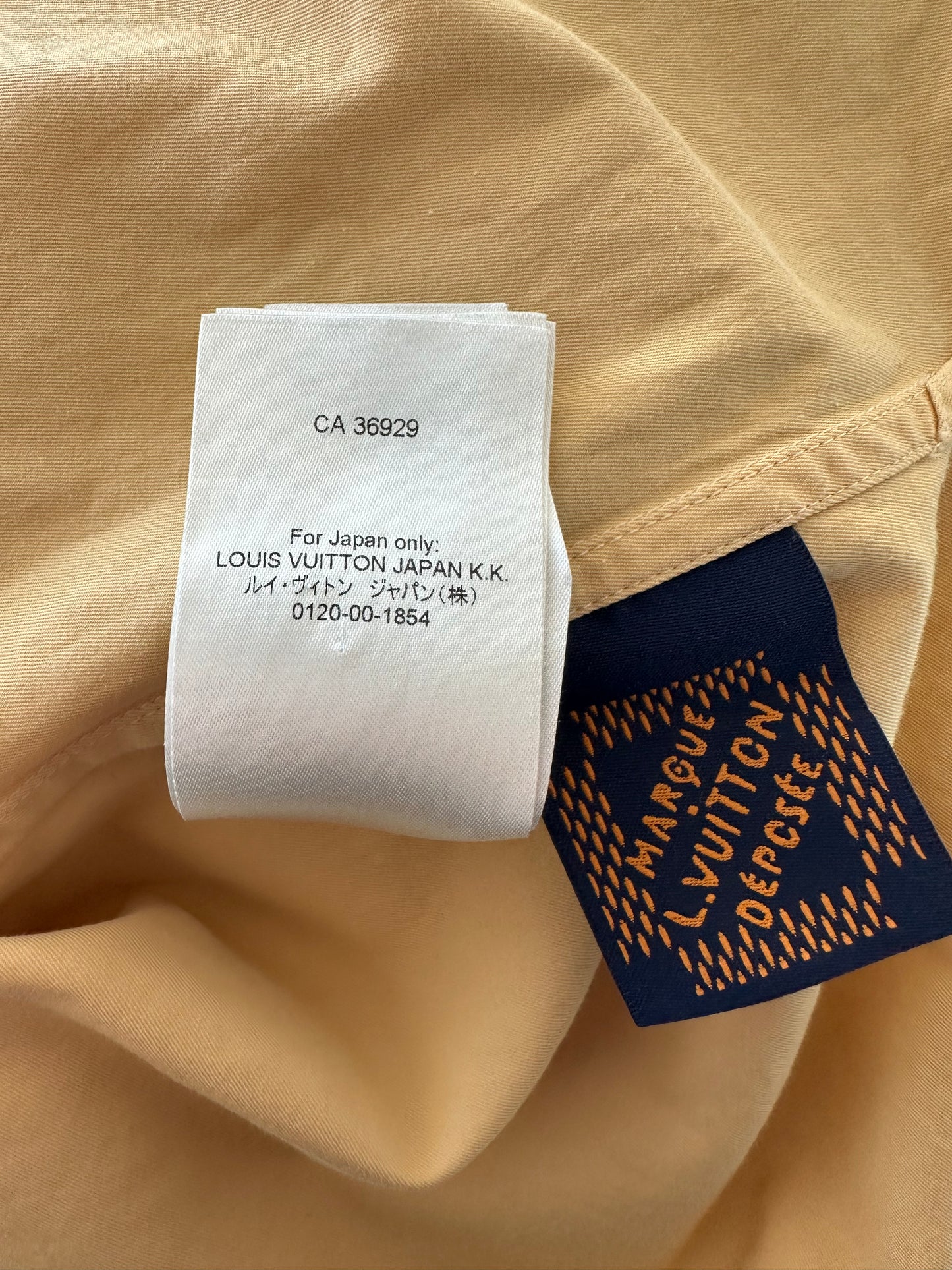 Louis Vuitton Tyler Beige Dog Logo Embroidered Button Up Shirt