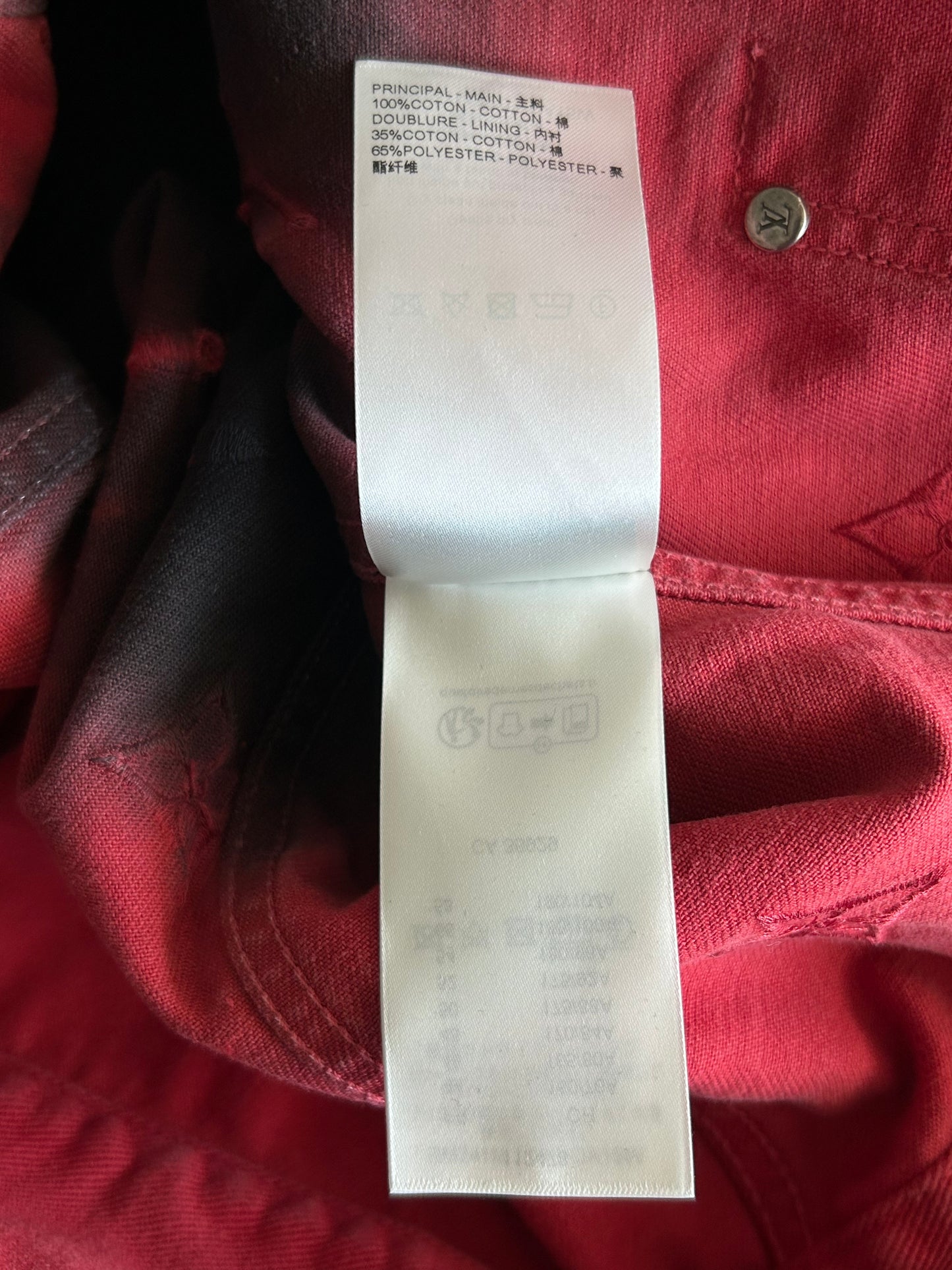 Louis Vuitton Black & Red Gradient Embroidered Monogram Denim Jacket