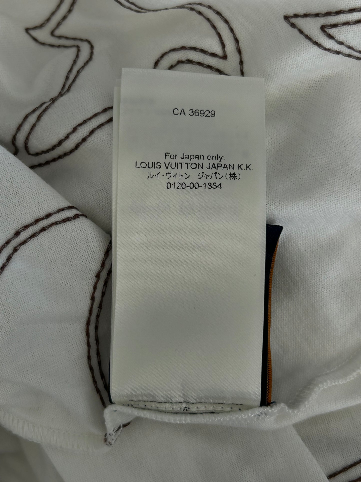 Louis Vuitton White & Brown Embroidered Graphic T-Shirt