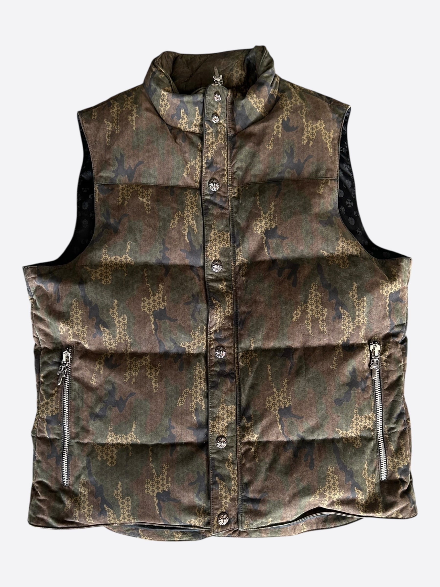 CHROME HEARTS カモフラ柄 キルティングベスト Chrome Hearts Camouflage Cross Jacquard Leather Vest – Savonches