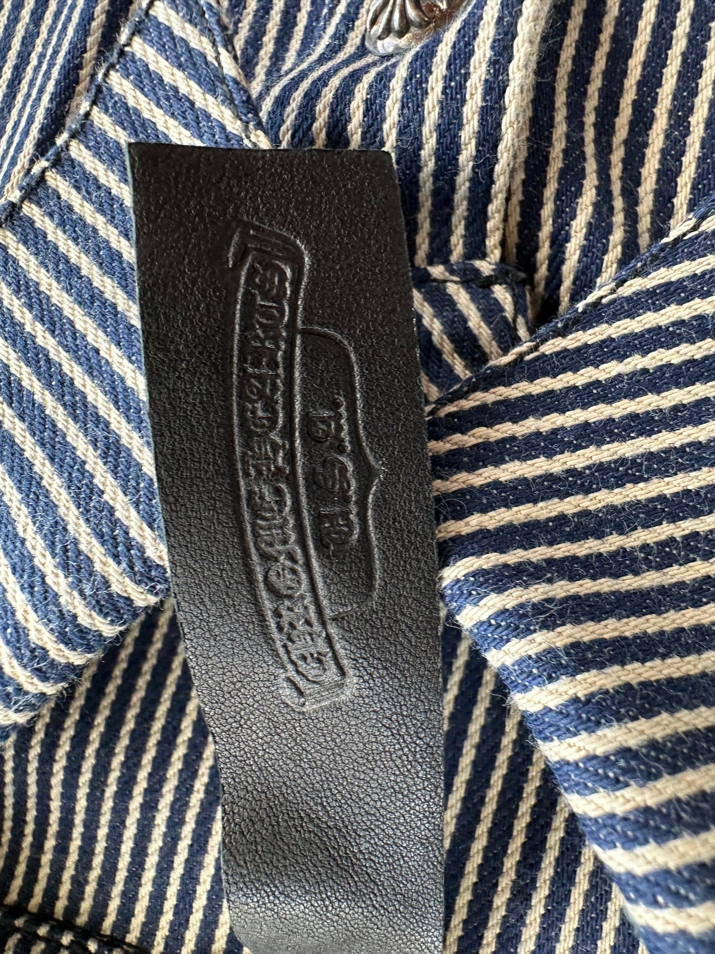 Chrome Hearts Blue & White Pinstripe Chore Button Up Shirt