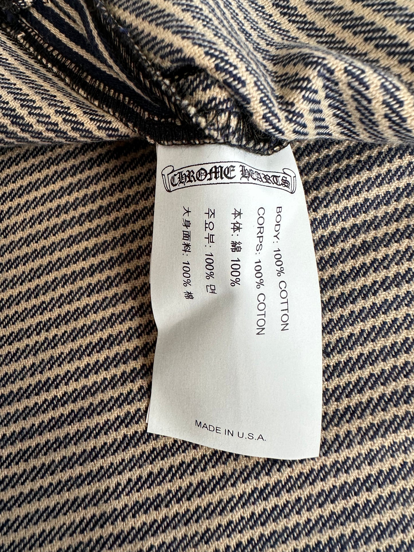 Chrome Hearts Blue & White Pinstripe Chore Button Up Shirt