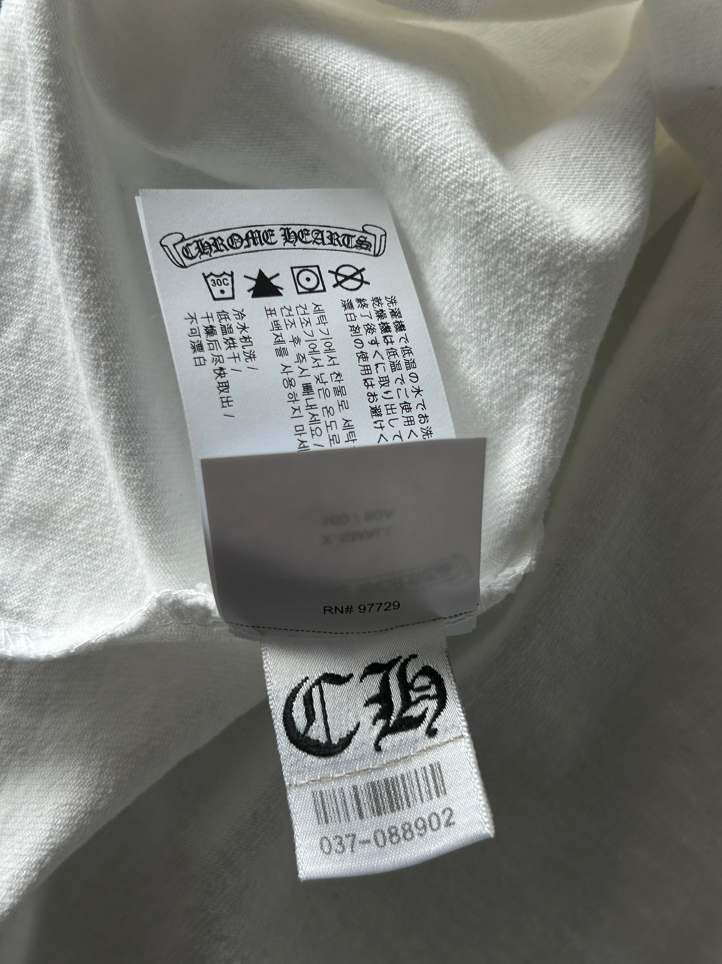 Chrome Hearts White & Black Embroidered Eyechart Logo Cropped T-Shirt