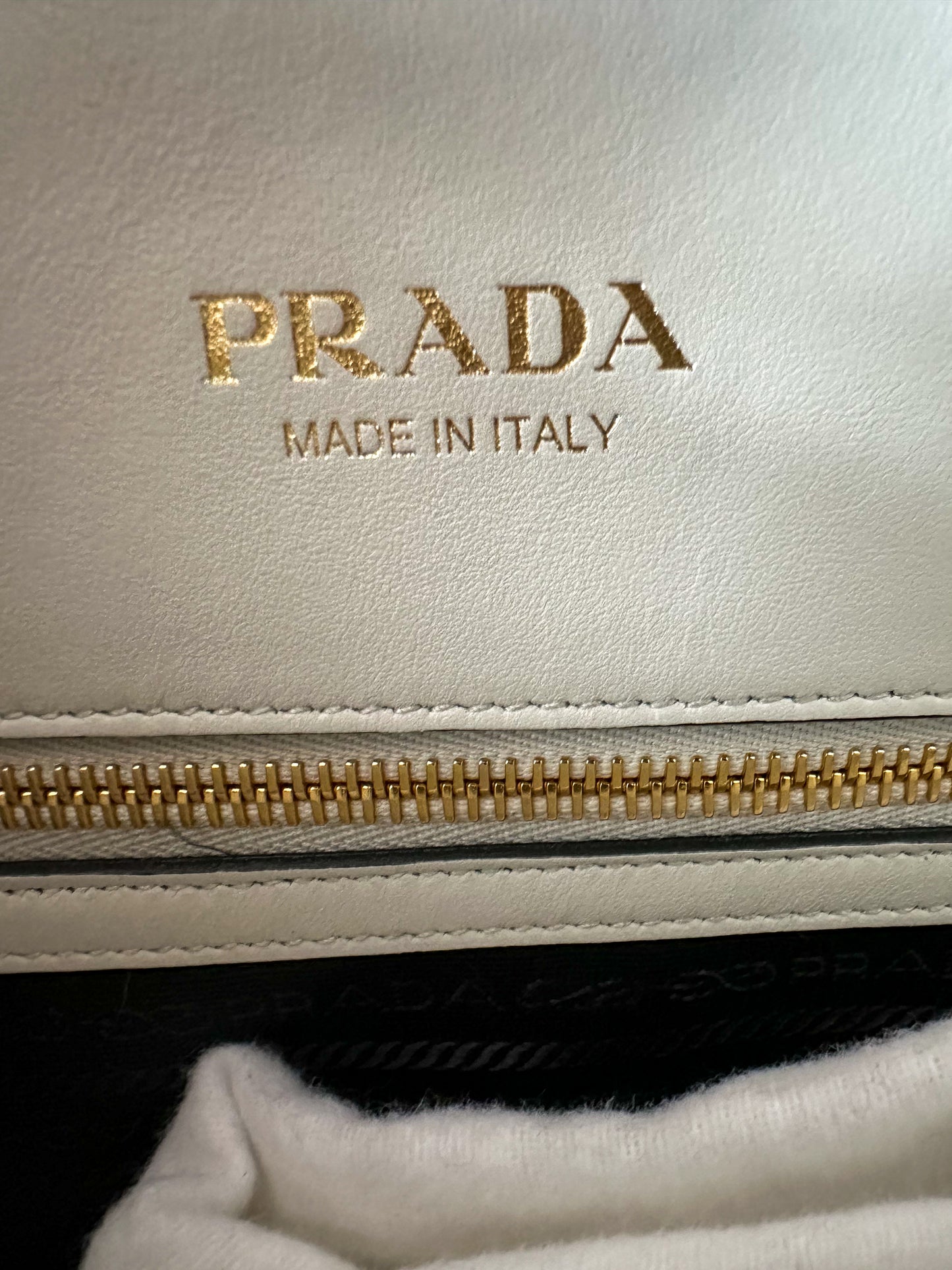 Prada White Symbole Leather Tote Bag
