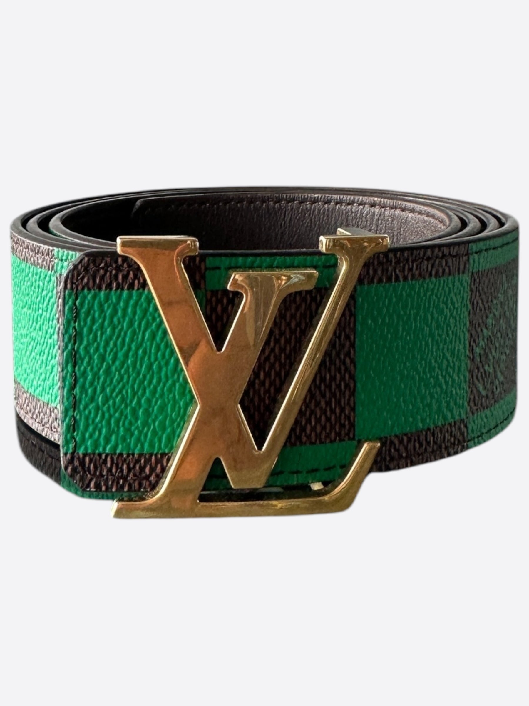 Louis Vuitton Green Brown Damier Reversible Belt – Savonches