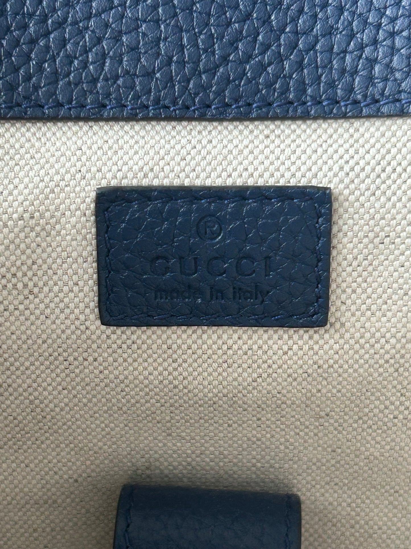 Gucci Blue Embossed GG Monogram Backpack