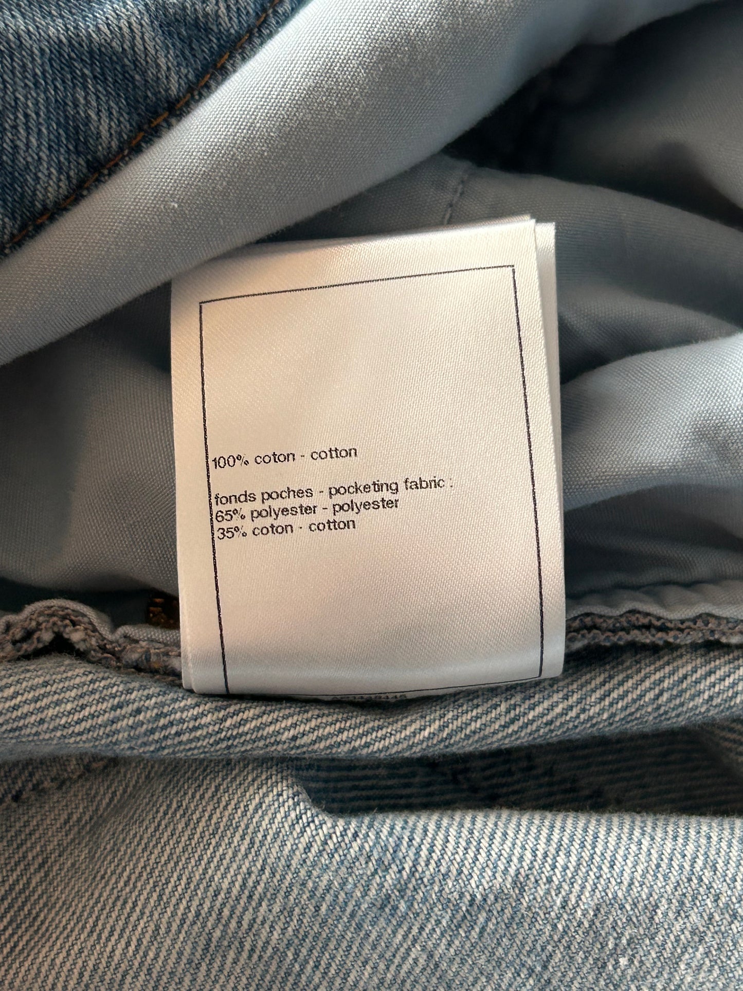 Chanel Blue & White 23B CC Logo Sequin Women's Denim Jeans